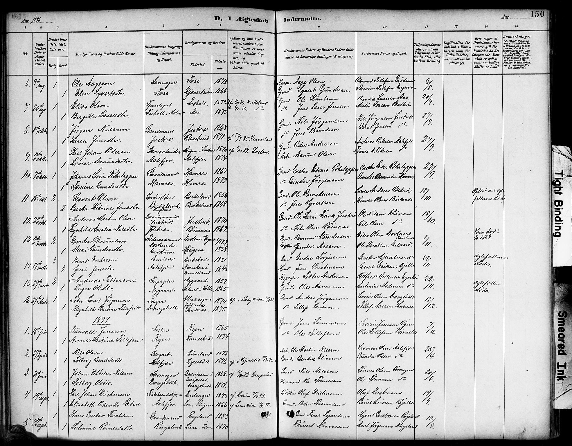 Tveit sokneprestkontor, SAK/1111-0043/F/Fb/L0004: Parish register (copy) no. B 4, 1887-1914, p. 150
