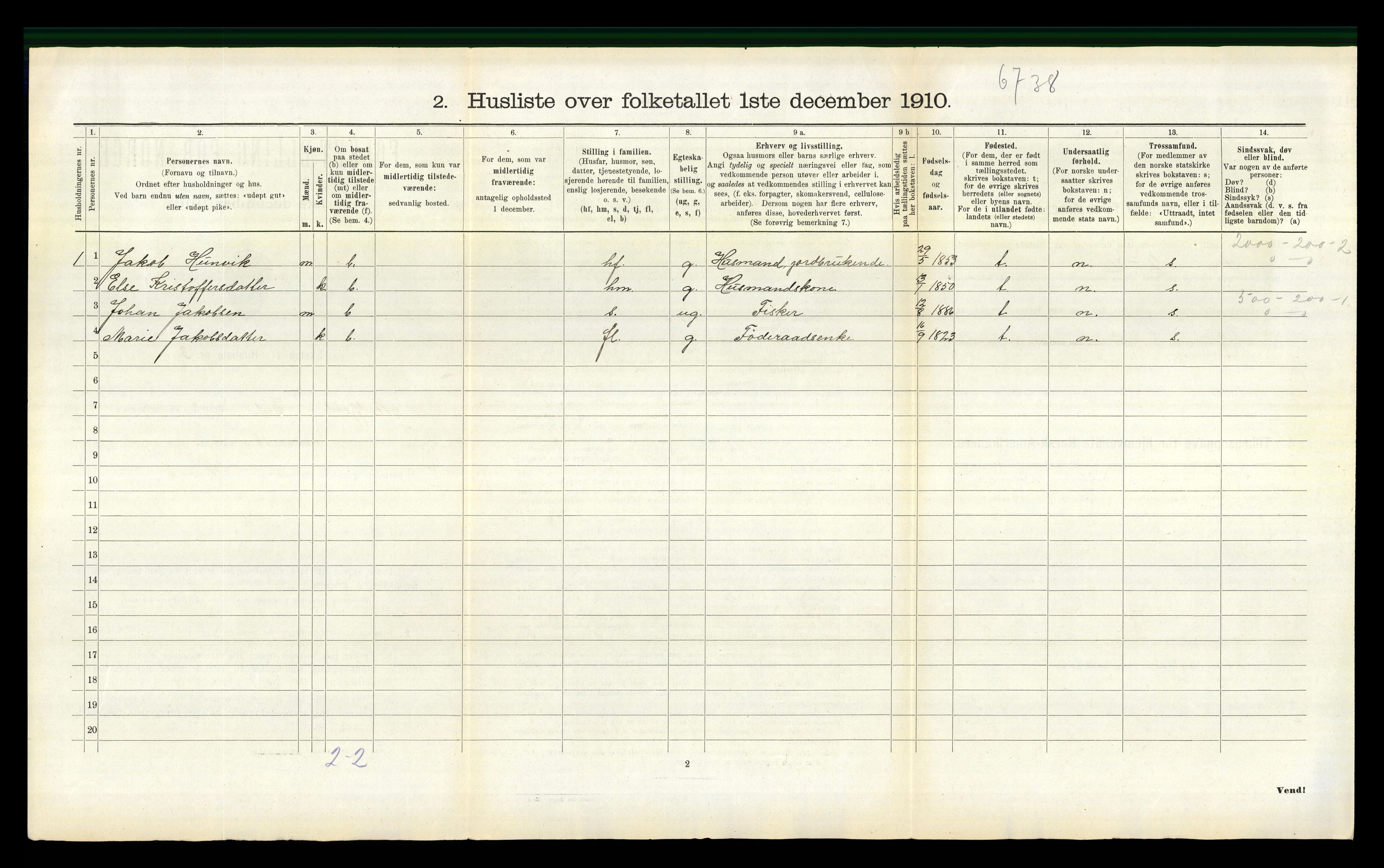 RA, 1910 census for Eid, 1910, p. 1064