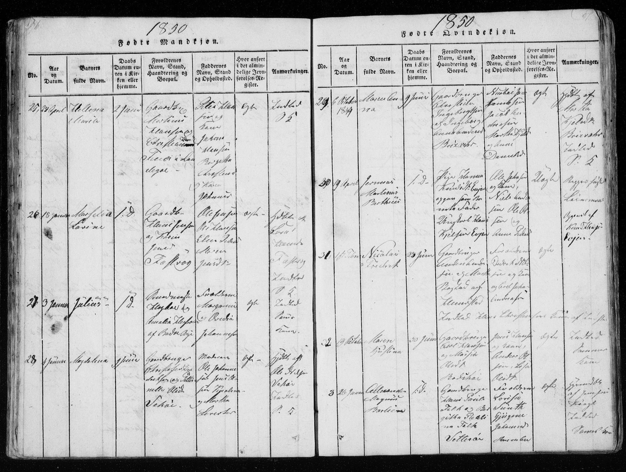 Ministerialprotokoller, klokkerbøker og fødselsregistre - Nordland, AV/SAT-A-1459/801/L0026: Parish register (copy) no. 801C01, 1820-1855, p. 96-97