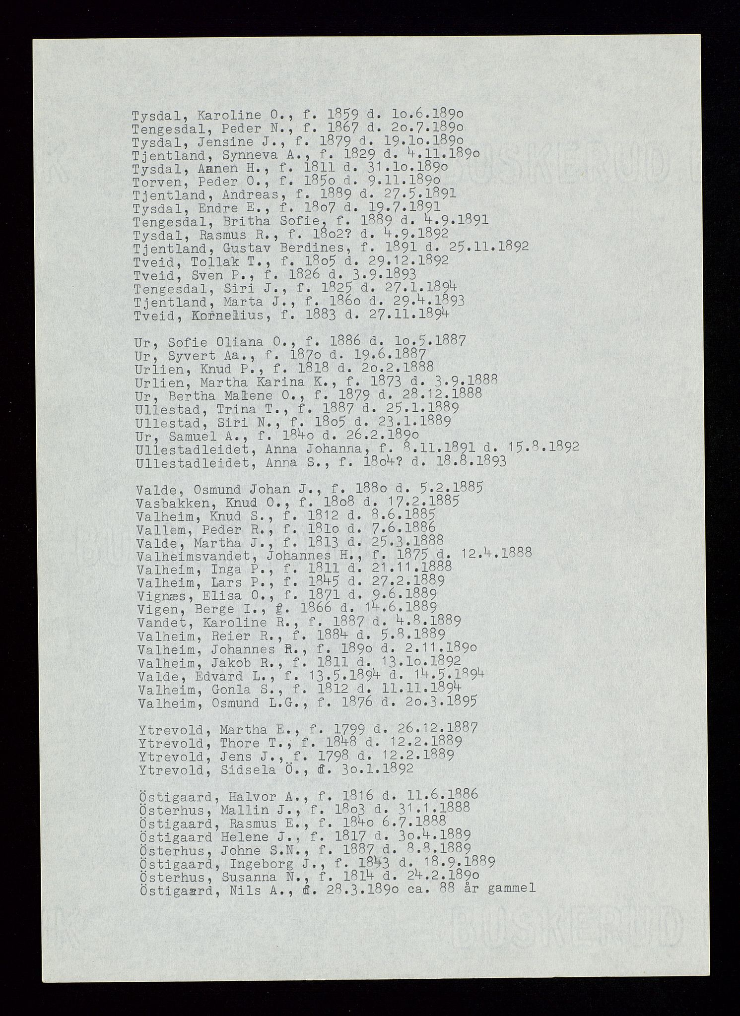 Årdal lensmannskontor, AV/SAST-A-100453/Gga/L0001: "Register til dødsfallprotokollene i Årdal", 1885-1964, p. 4