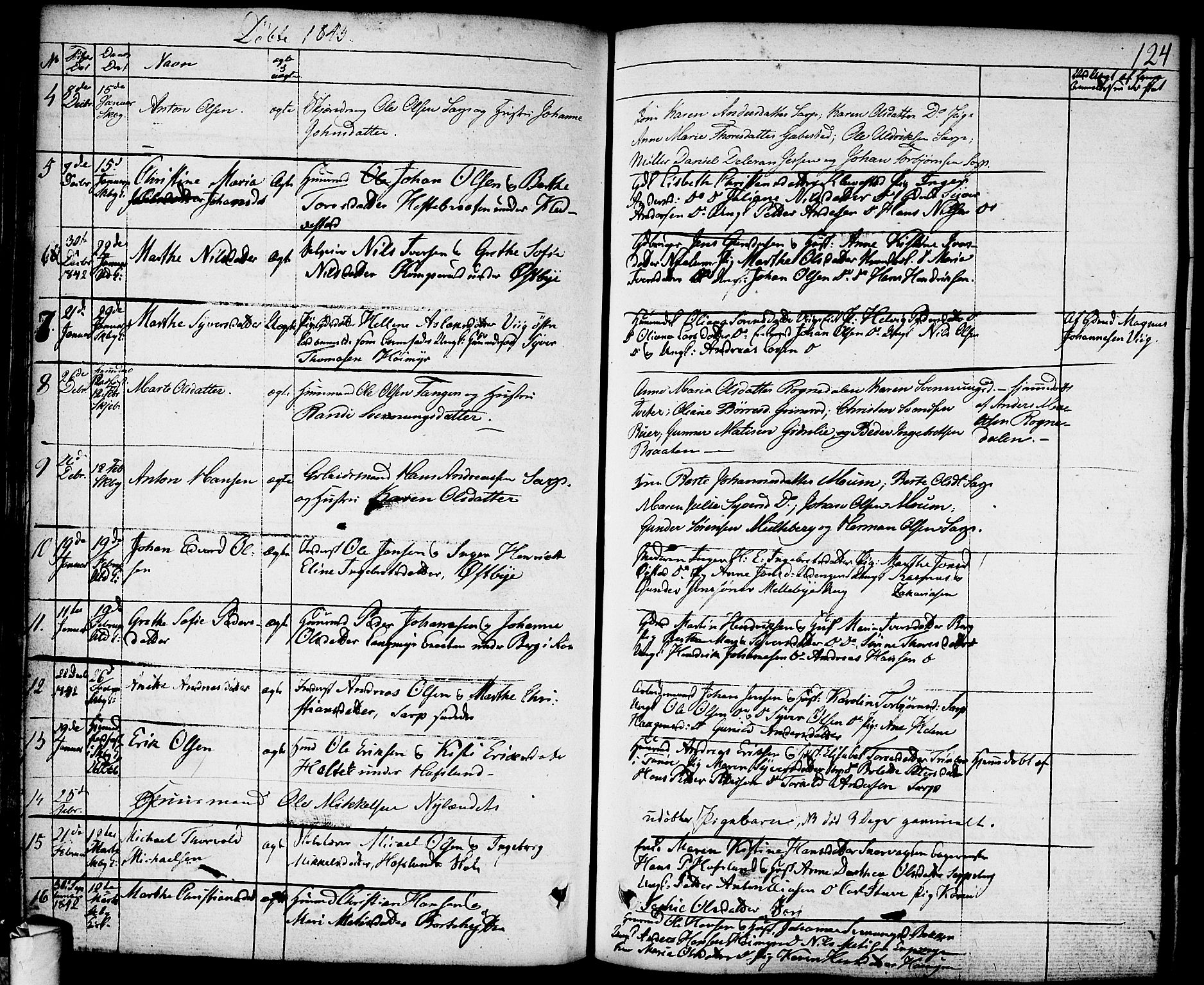 Skjeberg prestekontor Kirkebøker, AV/SAO-A-10923/F/Fa/L0005: Parish register (official) no. I 5, 1830-1845, p. 124