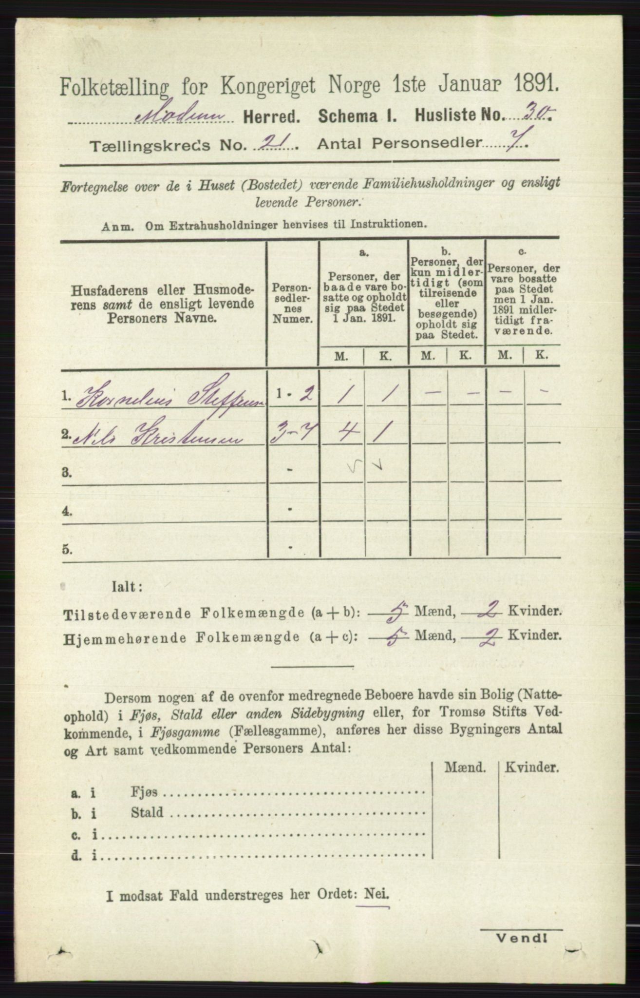 RA, 1891 census for 0623 Modum, 1891, p. 8093