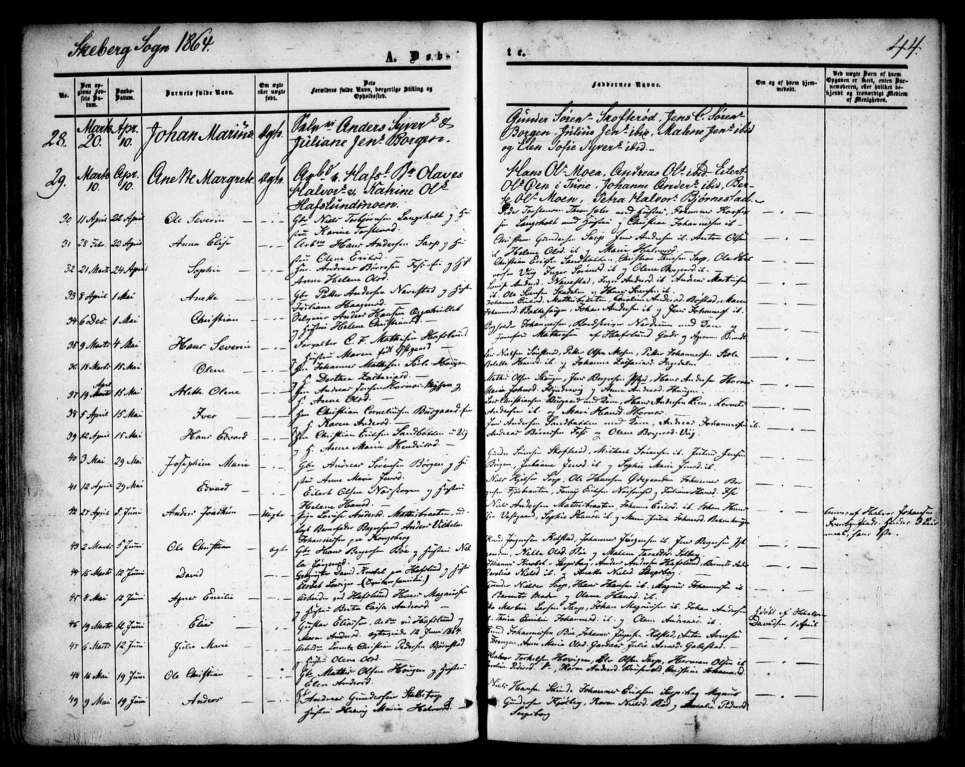 Skjeberg prestekontor Kirkebøker, SAO/A-10923/F/Fa/L0007: Parish register (official) no. I 7, 1859-1868, p. 44