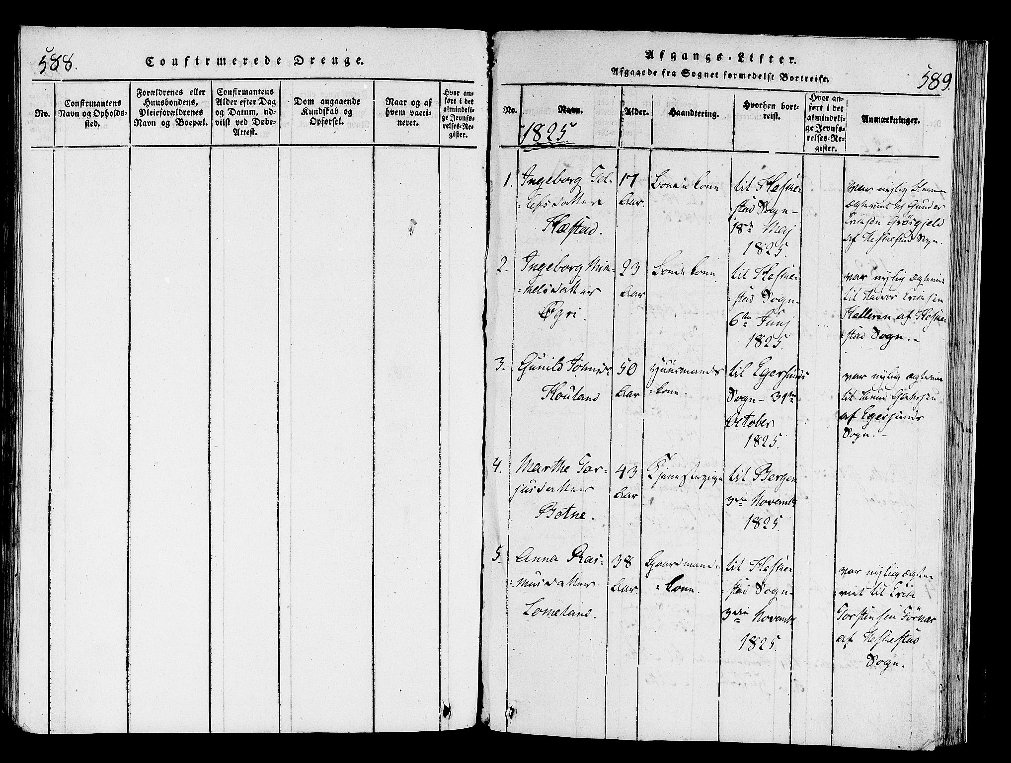 Helleland sokneprestkontor, SAST/A-101810: Parish register (official) no. A 4, 1815-1834, p. 588-589