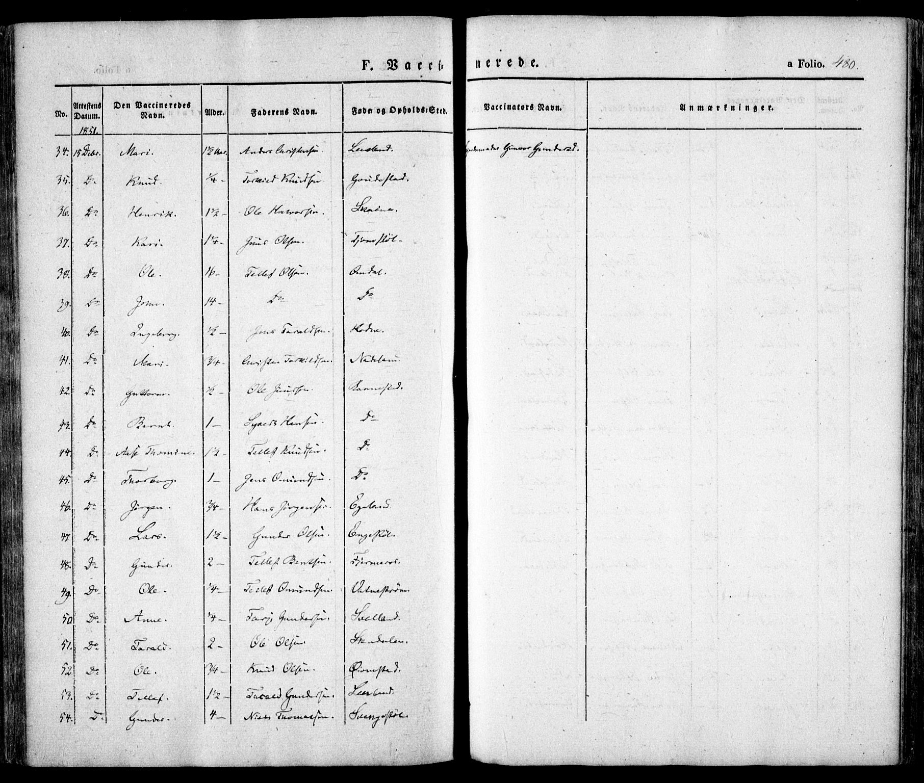 Evje sokneprestkontor, AV/SAK-1111-0008/F/Fa/Faa/L0005: Parish register (official) no. A 5, 1843-1865, p. 480