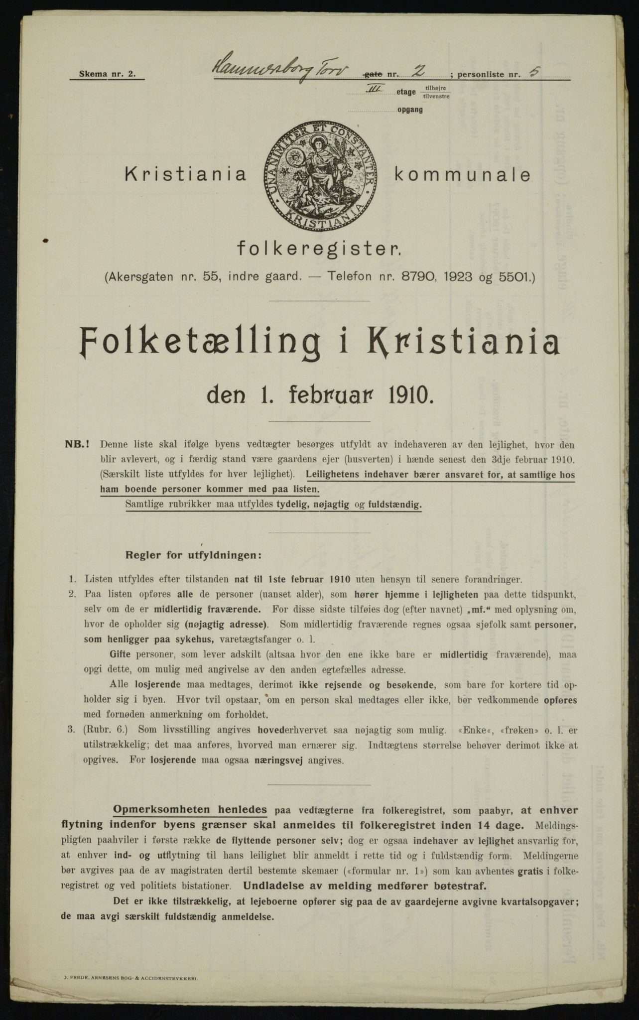 OBA, Municipal Census 1910 for Kristiania, 1910, p. 32244