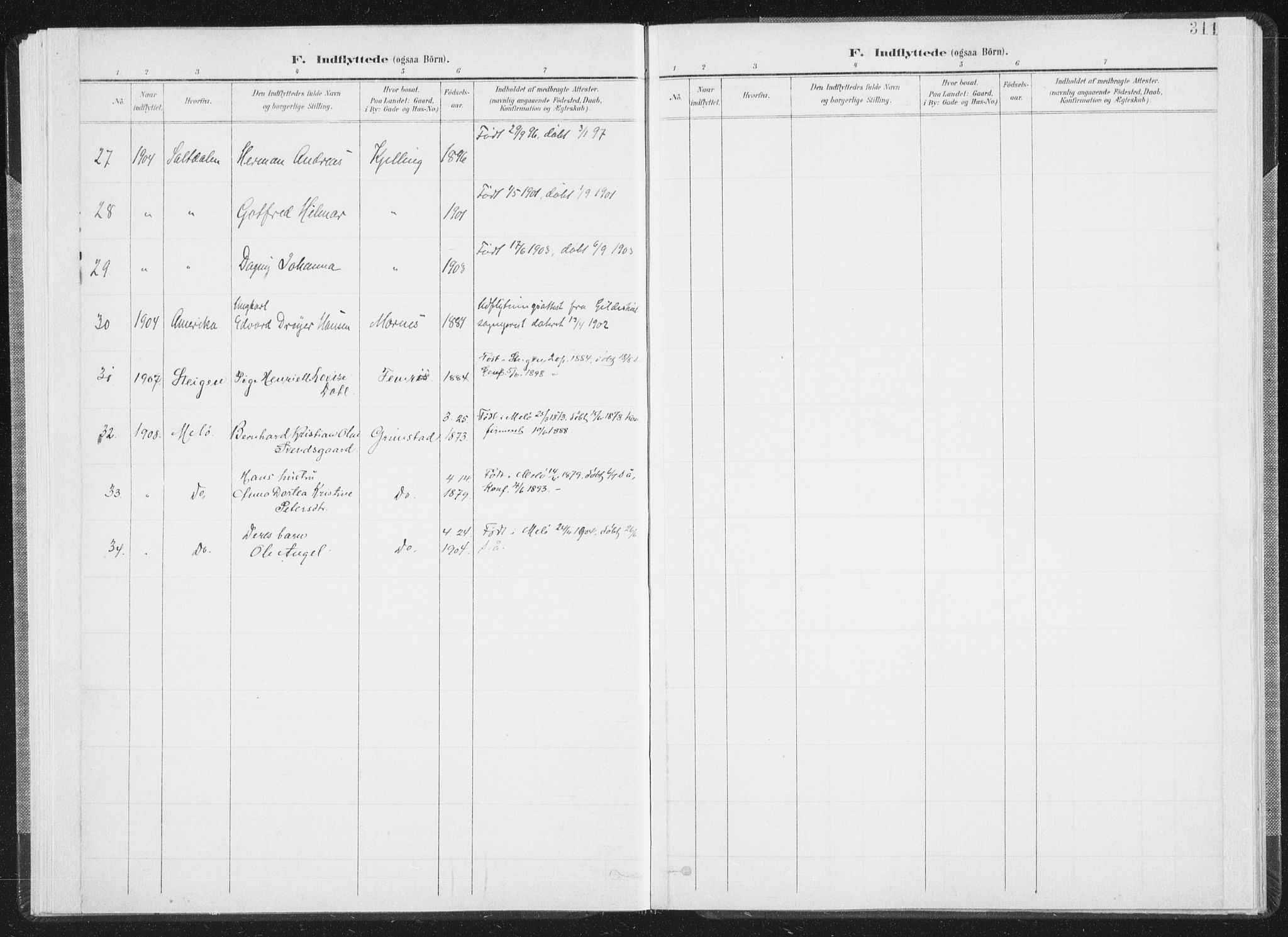 Ministerialprotokoller, klokkerbøker og fødselsregistre - Nordland, AV/SAT-A-1459/805/L0103: Parish register (official) no. 805A08II, 1900-1909, p. 311