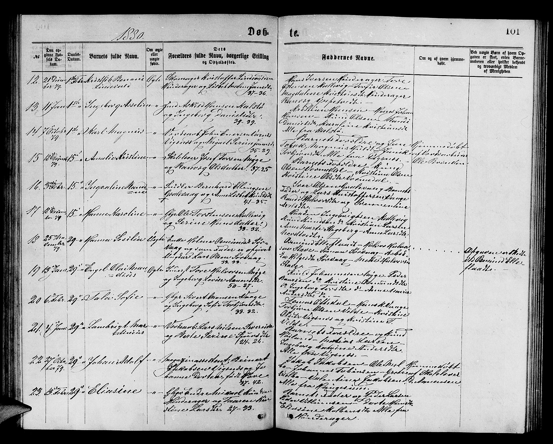 Avaldsnes sokneprestkontor, AV/SAST-A -101851/H/Ha/Hab/L0005: Parish register (copy) no. B 5, 1871-1885, p. 101