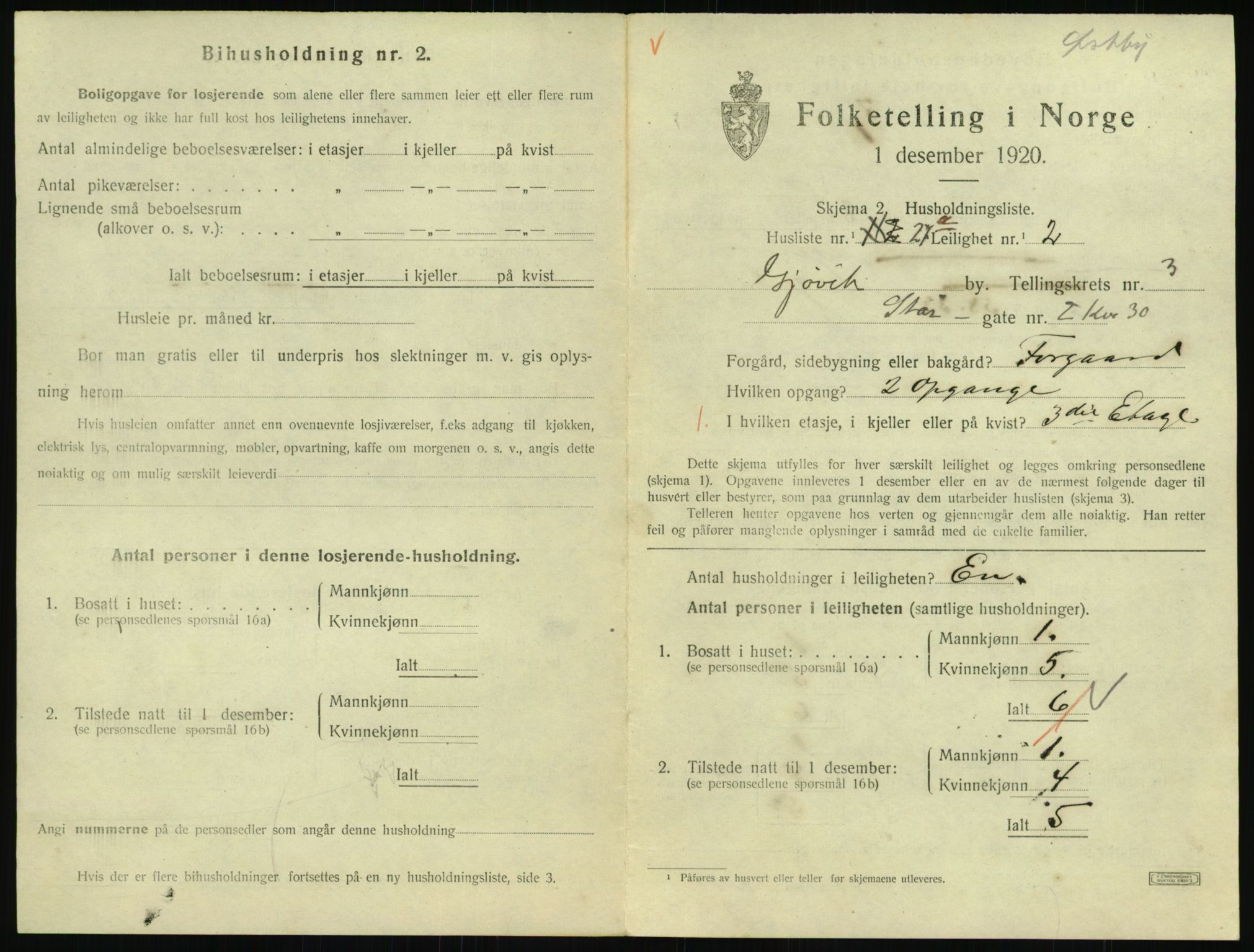 SAH, 1920 census for Gjøvik, 1920, p. 1532