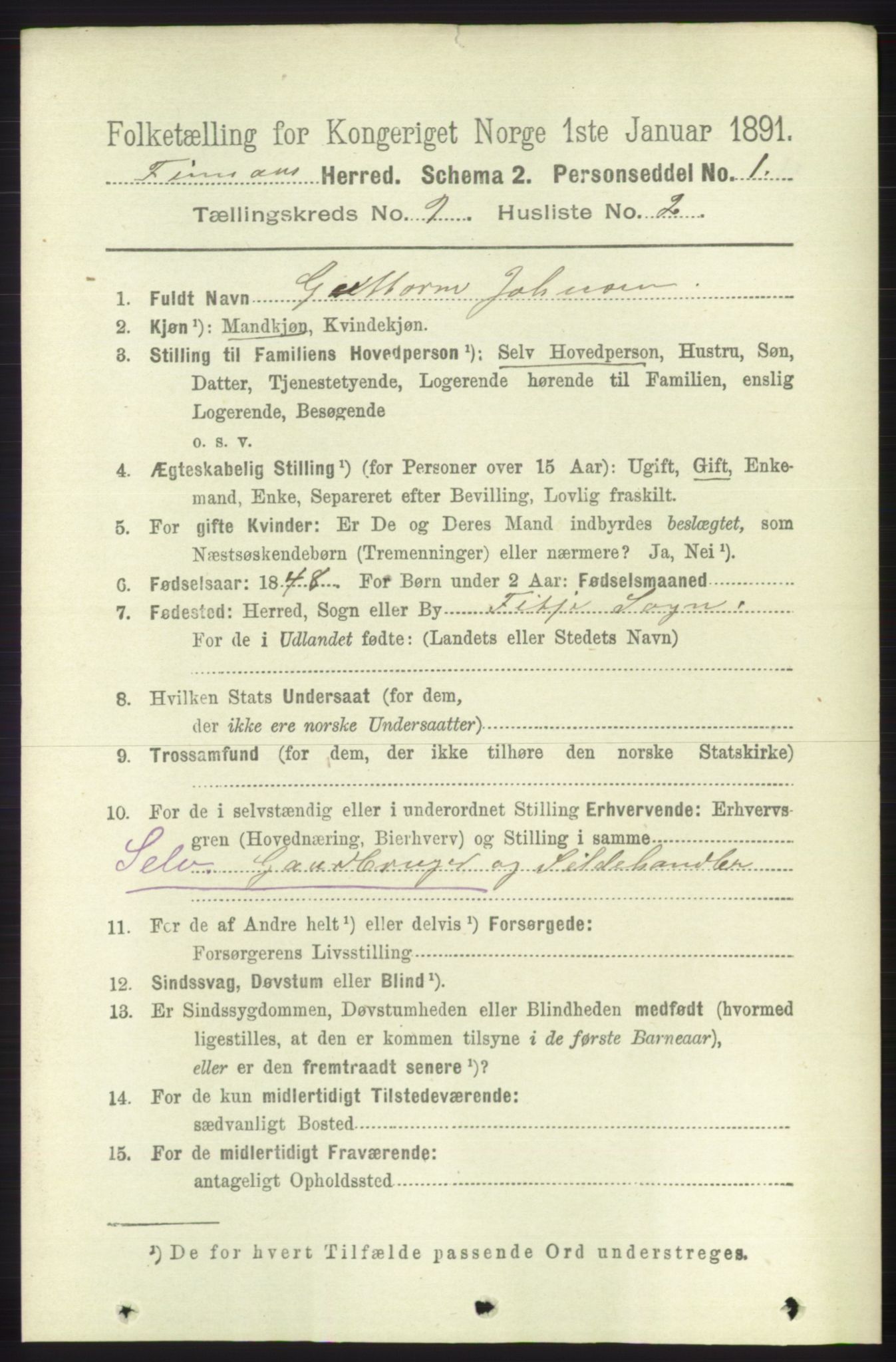 RA, 1891 census for 1218 Finnås, 1891, p. 3935