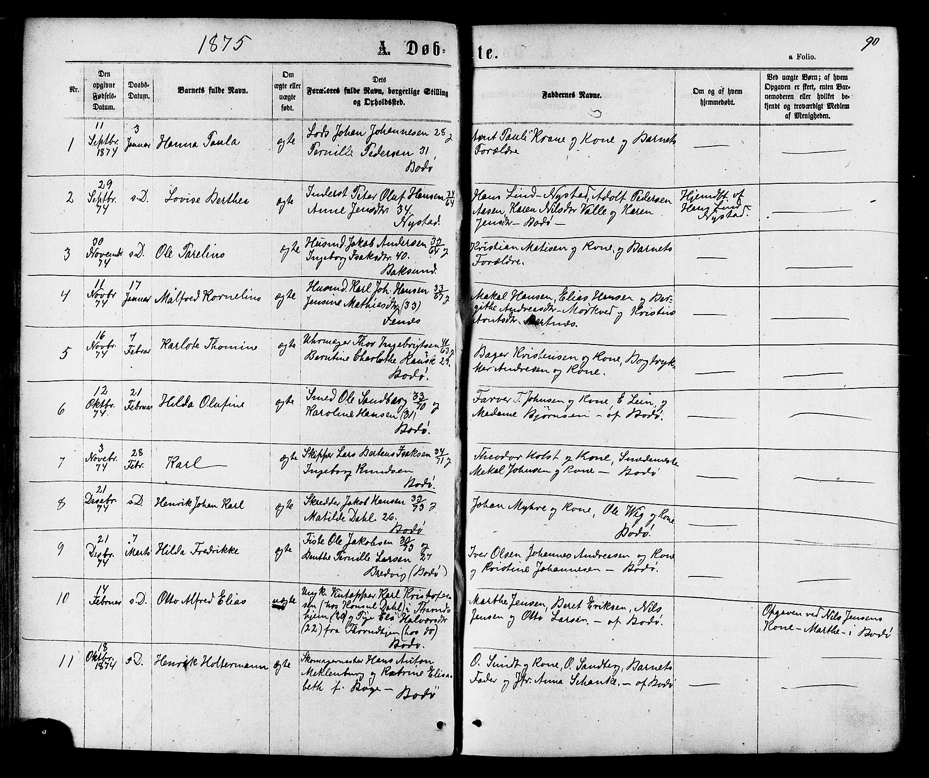 Ministerialprotokoller, klokkerbøker og fødselsregistre - Nordland, SAT/A-1459/801/L0029: Parish register (copy) no. 801C04, 1868-1878, p. 90