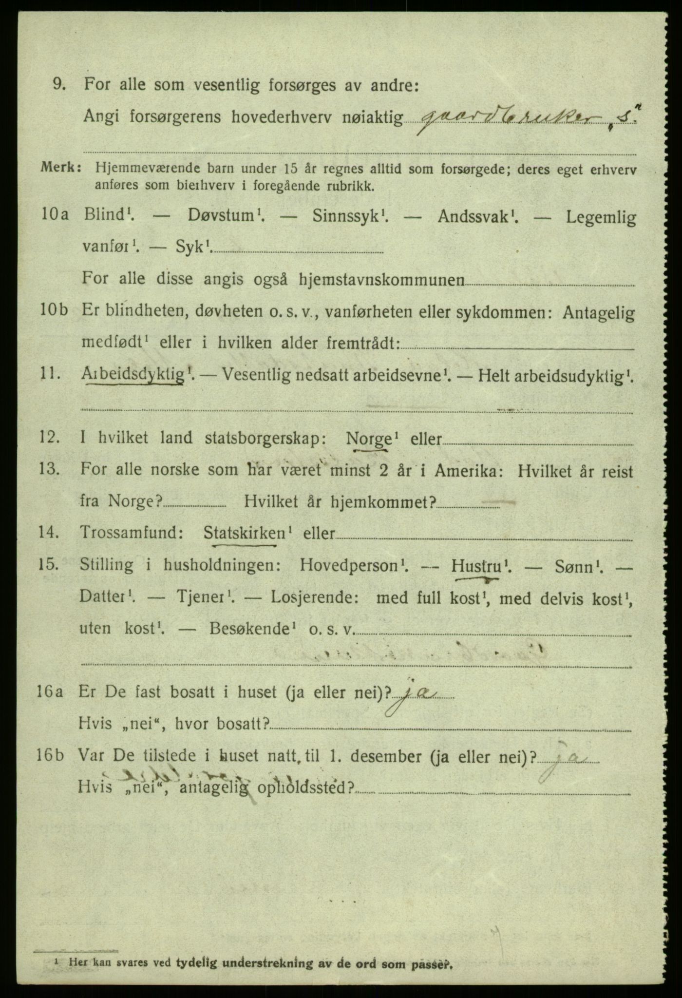 SAB, 1920 census for Balestrand, 1920, p. 2489