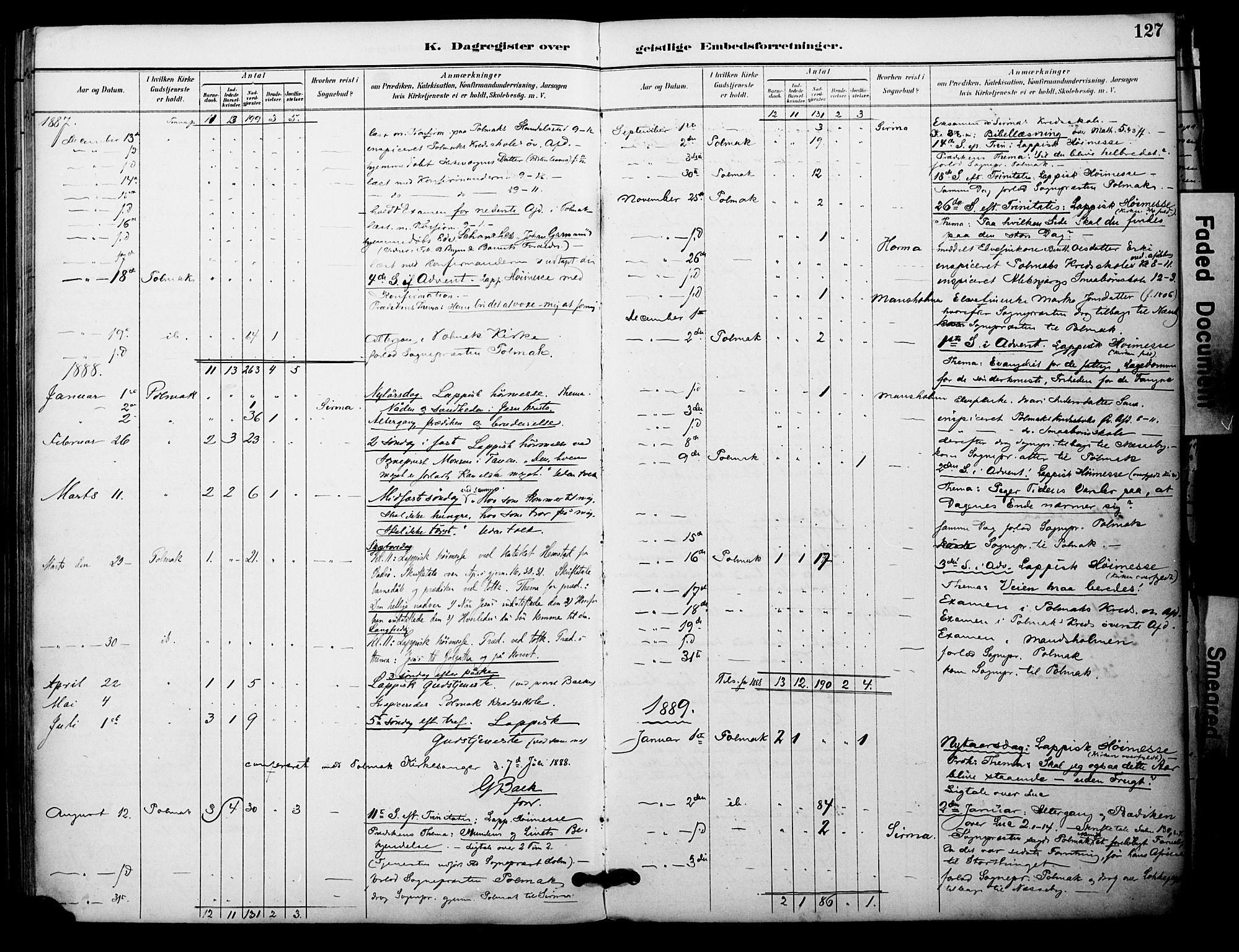 Nesseby sokneprestkontor, SATØ/S-1330/H/Ha/L0005kirke: Parish register (official) no. 5, 1885-1906, p. 127