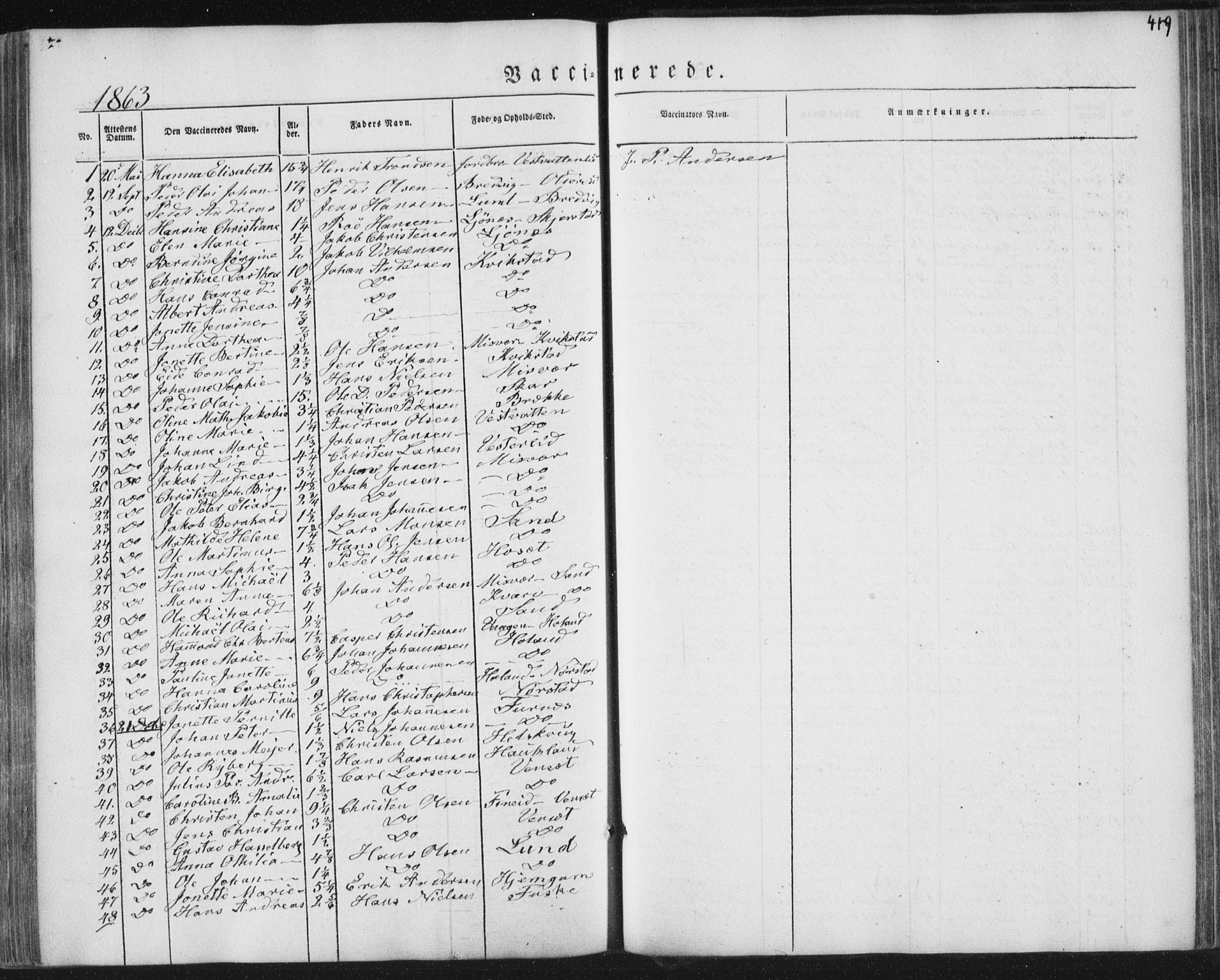 Ministerialprotokoller, klokkerbøker og fødselsregistre - Nordland, SAT/A-1459/852/L0738: Parish register (official) no. 852A08, 1849-1865, p. 419