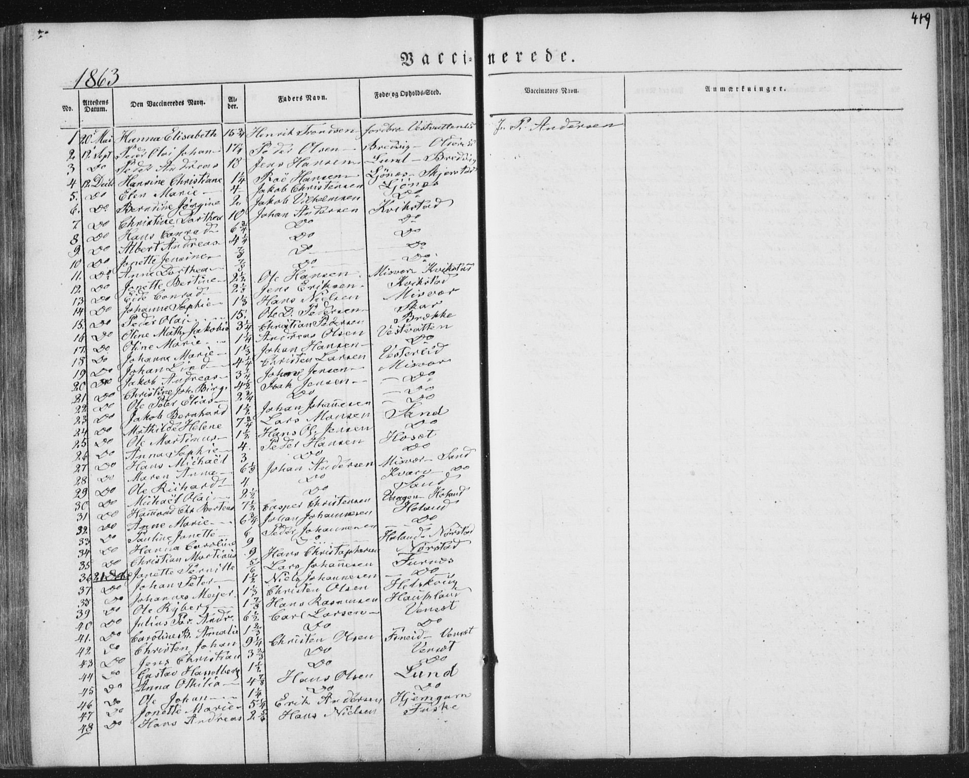 Ministerialprotokoller, klokkerbøker og fødselsregistre - Nordland, AV/SAT-A-1459/852/L0738: Parish register (official) no. 852A08, 1849-1865, p. 419