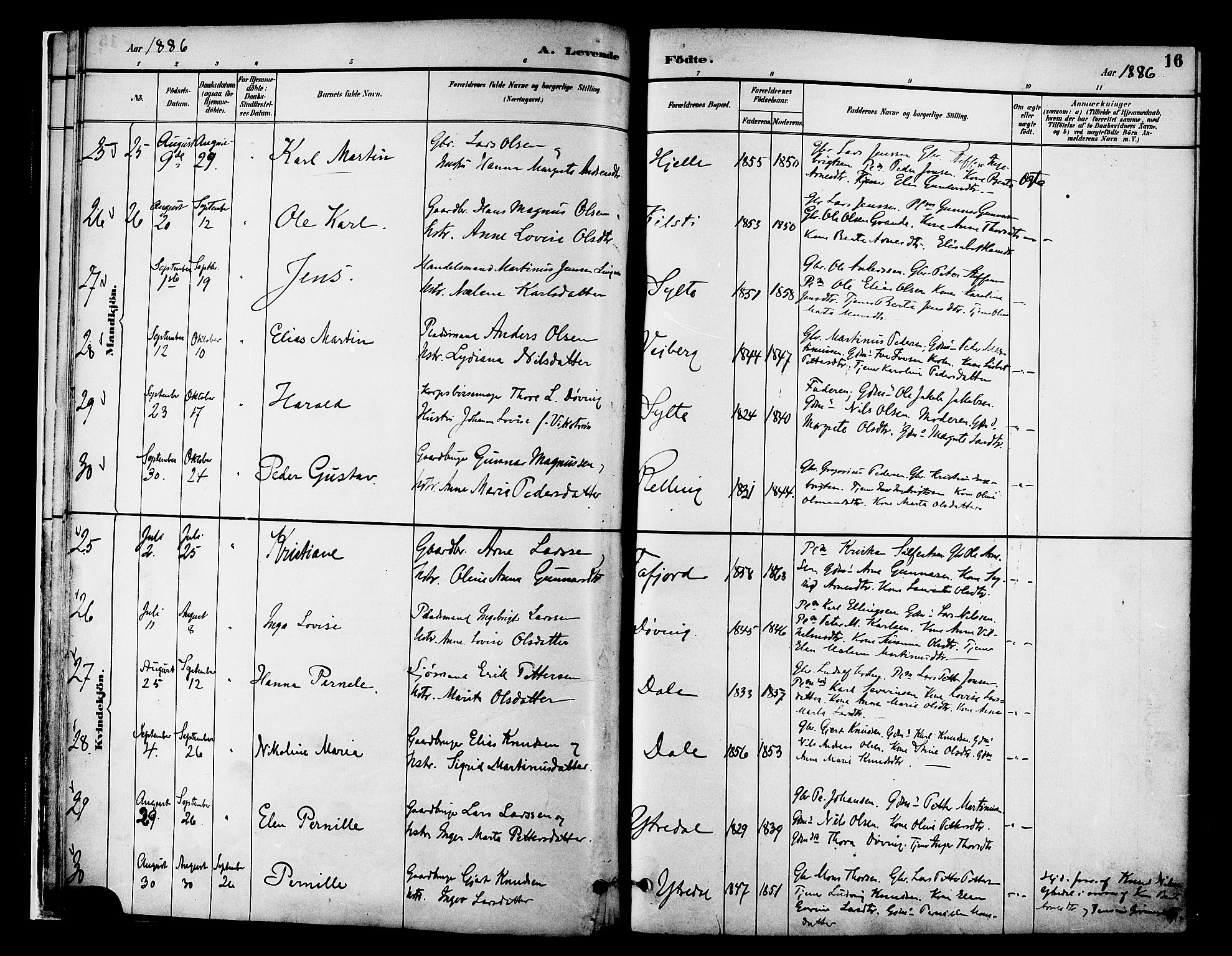 Ministerialprotokoller, klokkerbøker og fødselsregistre - Møre og Romsdal, AV/SAT-A-1454/519/L0255: Parish register (official) no. 519A14, 1884-1908, p. 16