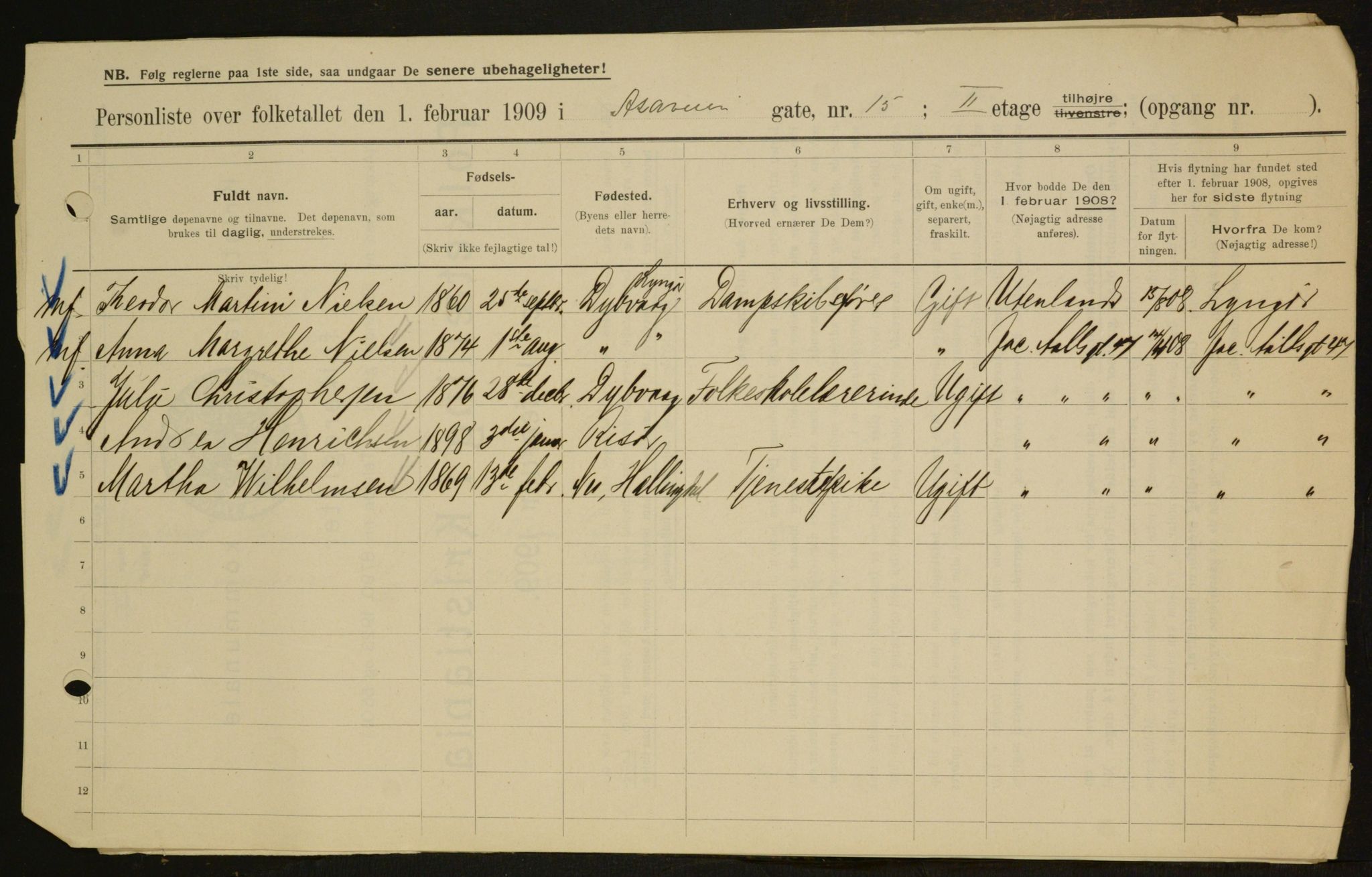 OBA, Municipal Census 1909 for Kristiania, 1909, p. 118933