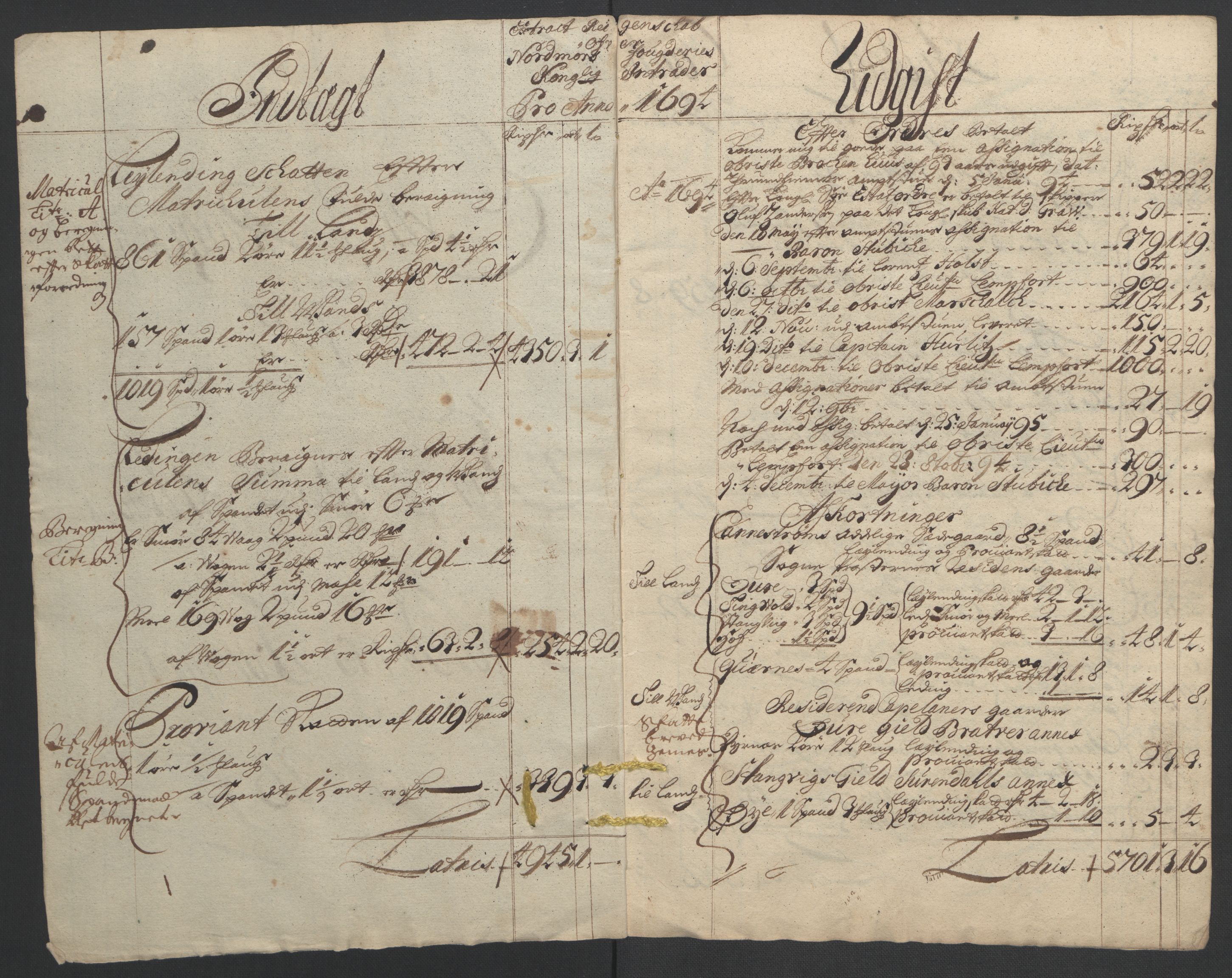 Rentekammeret inntil 1814, Reviderte regnskaper, Fogderegnskap, RA/EA-4092/R56/L3736: Fogderegnskap Nordmøre, 1694-1696, p. 4