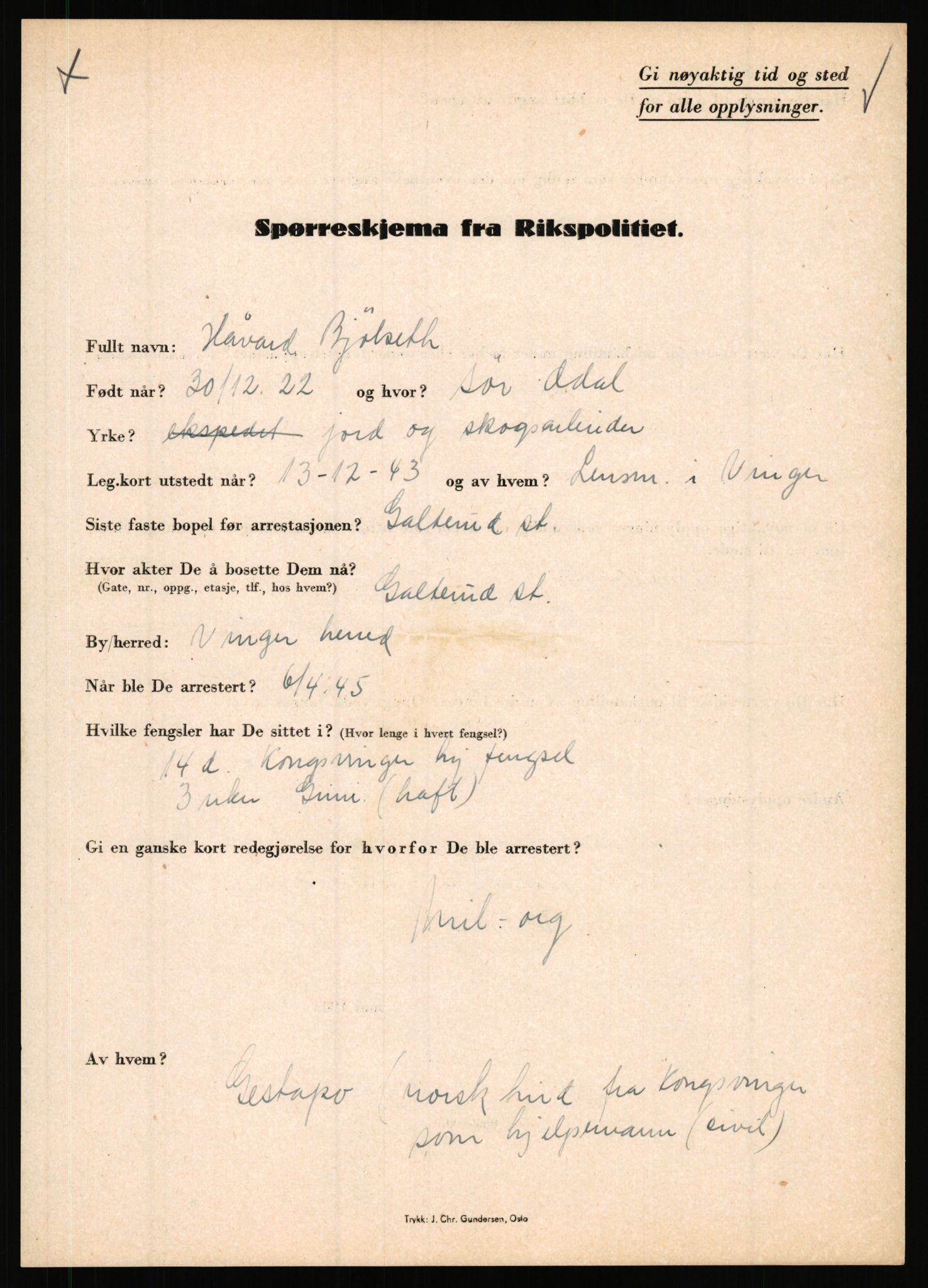 Rikspolitisjefen, AV/RA-S-1560/L/L0002: Berg, Alf - Bråthen, Thorleif, 1940-1945, p. 514