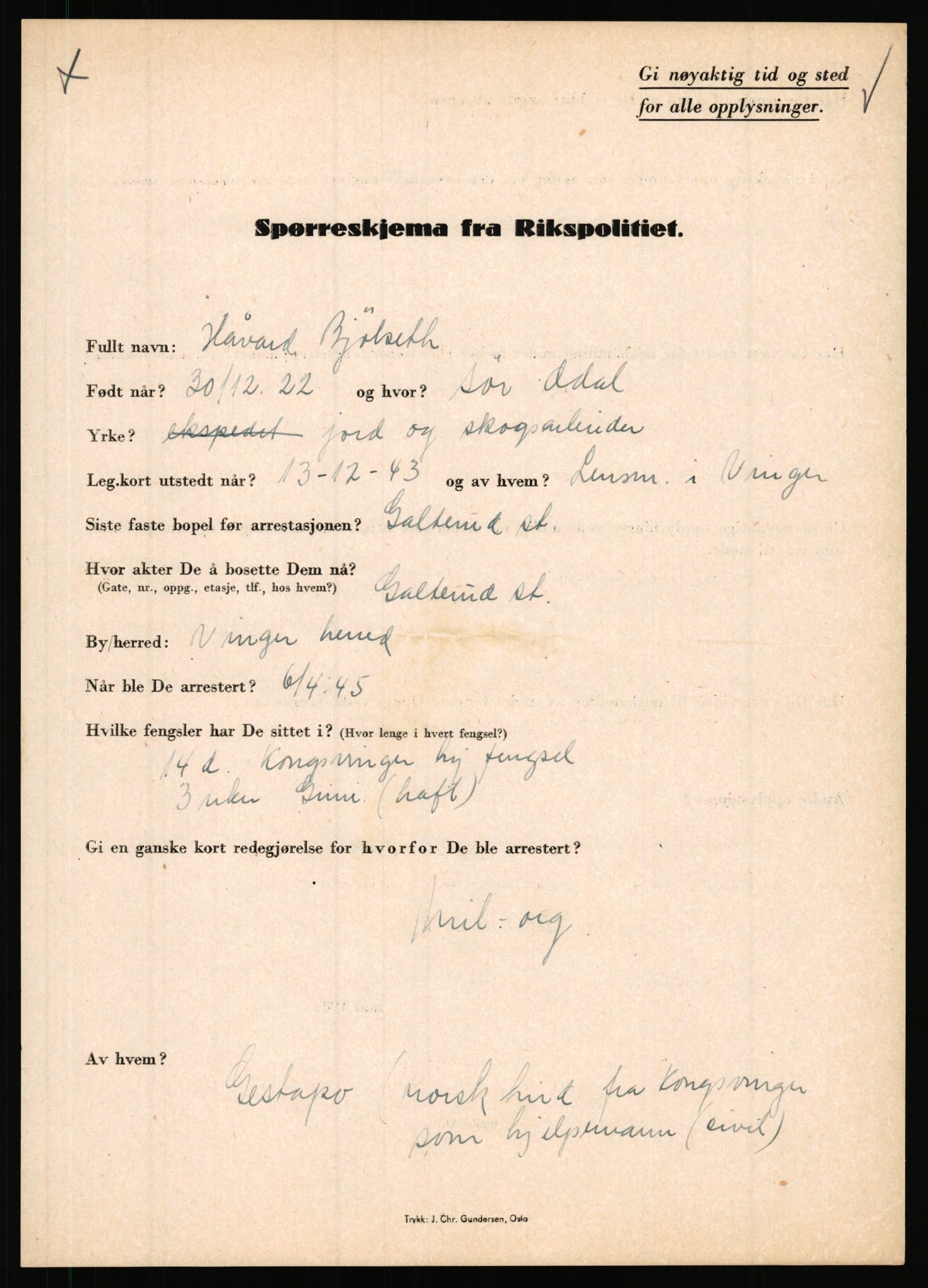 Rikspolitisjefen, AV/RA-S-1560/L/L0002: Berg, Alf - Bråthen, Thorleif, 1940-1945, p. 514