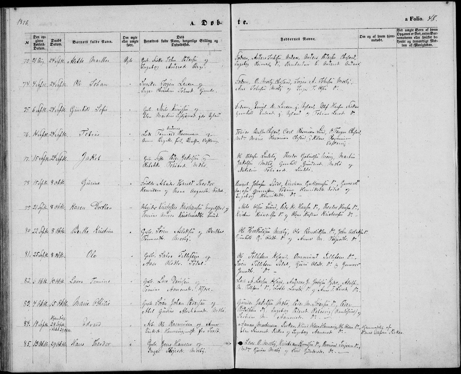 Oddernes sokneprestkontor, SAK/1111-0033/F/Fb/Fba/L0007: Parish register (copy) no. B 7, 1869-1887, p. 48