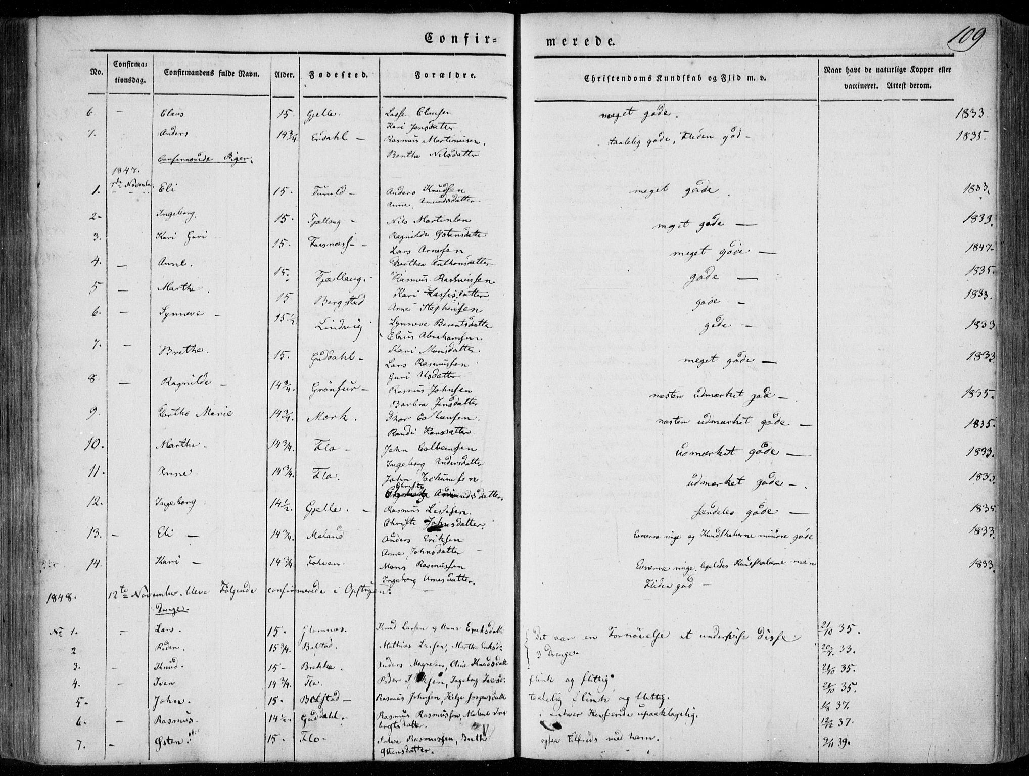 Stryn Sokneprestembete, SAB/A-82501: Parish register (official) no. A 2, 1844-1861, p. 109