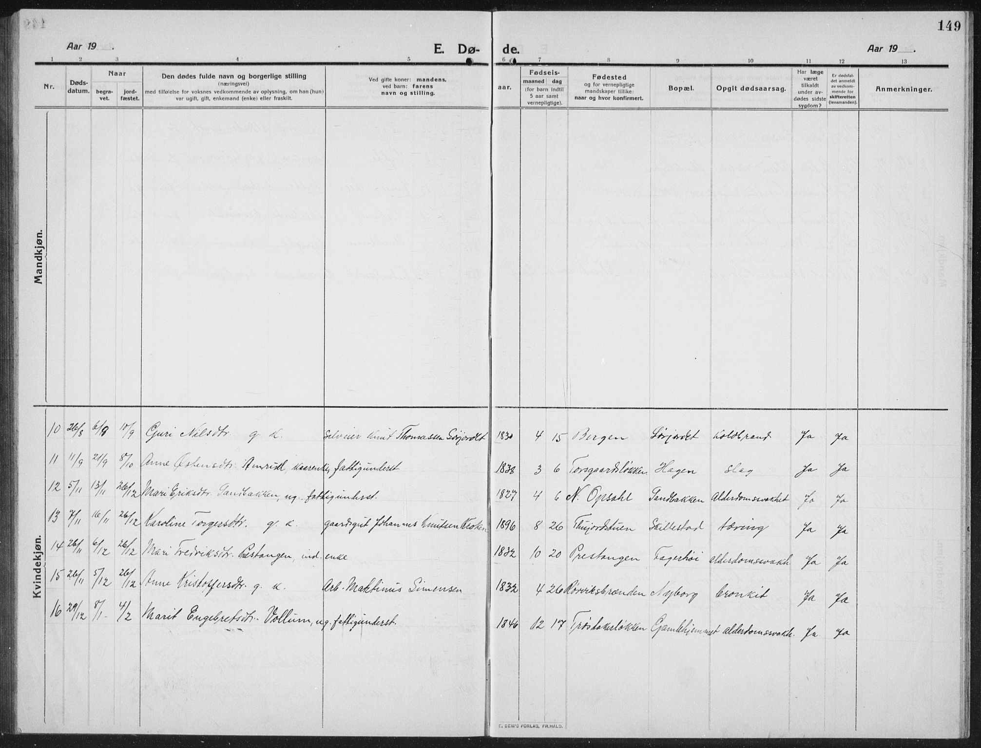 Ringebu prestekontor, AV/SAH-PREST-082/H/Ha/Hab/L0010: Parish register (copy) no. 10, 1911-1934, p. 149