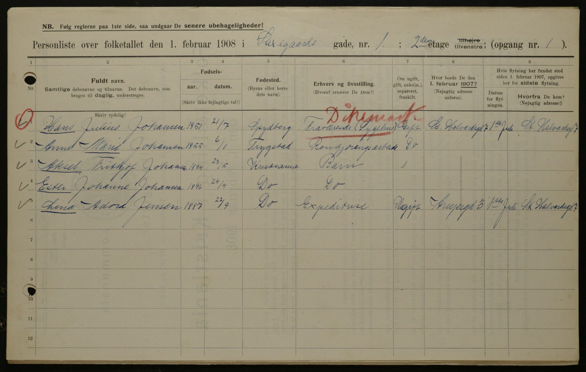 OBA, Municipal Census 1908 for Kristiania, 1908, p. 80475