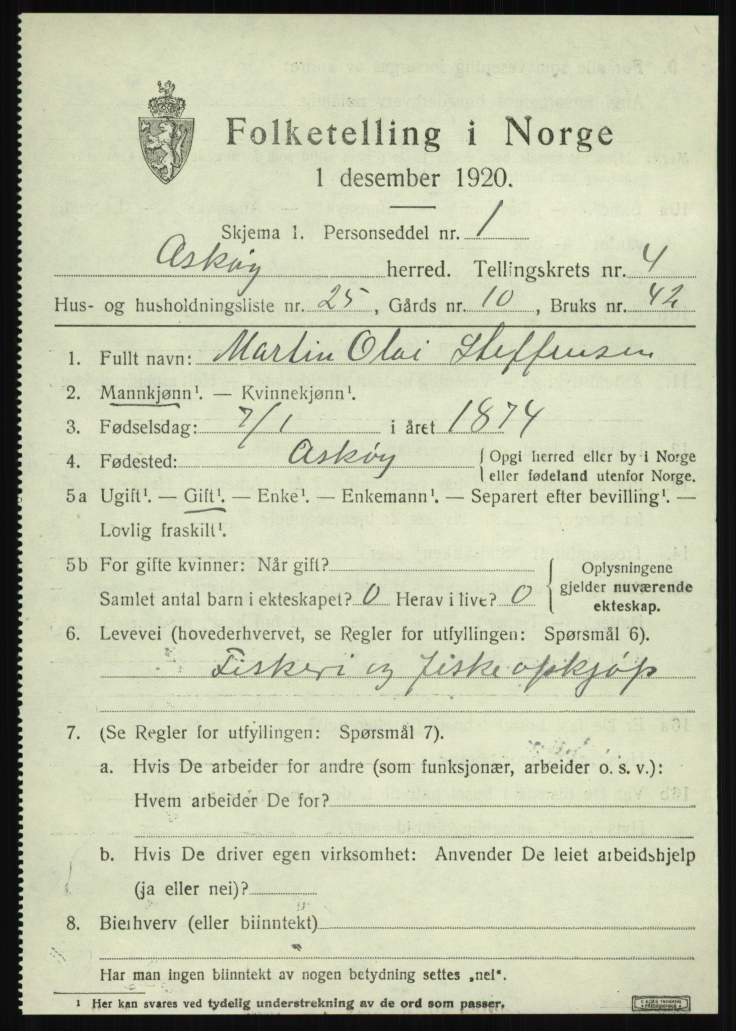 SAB, 1920 census for Askøy, 1920, p. 7924