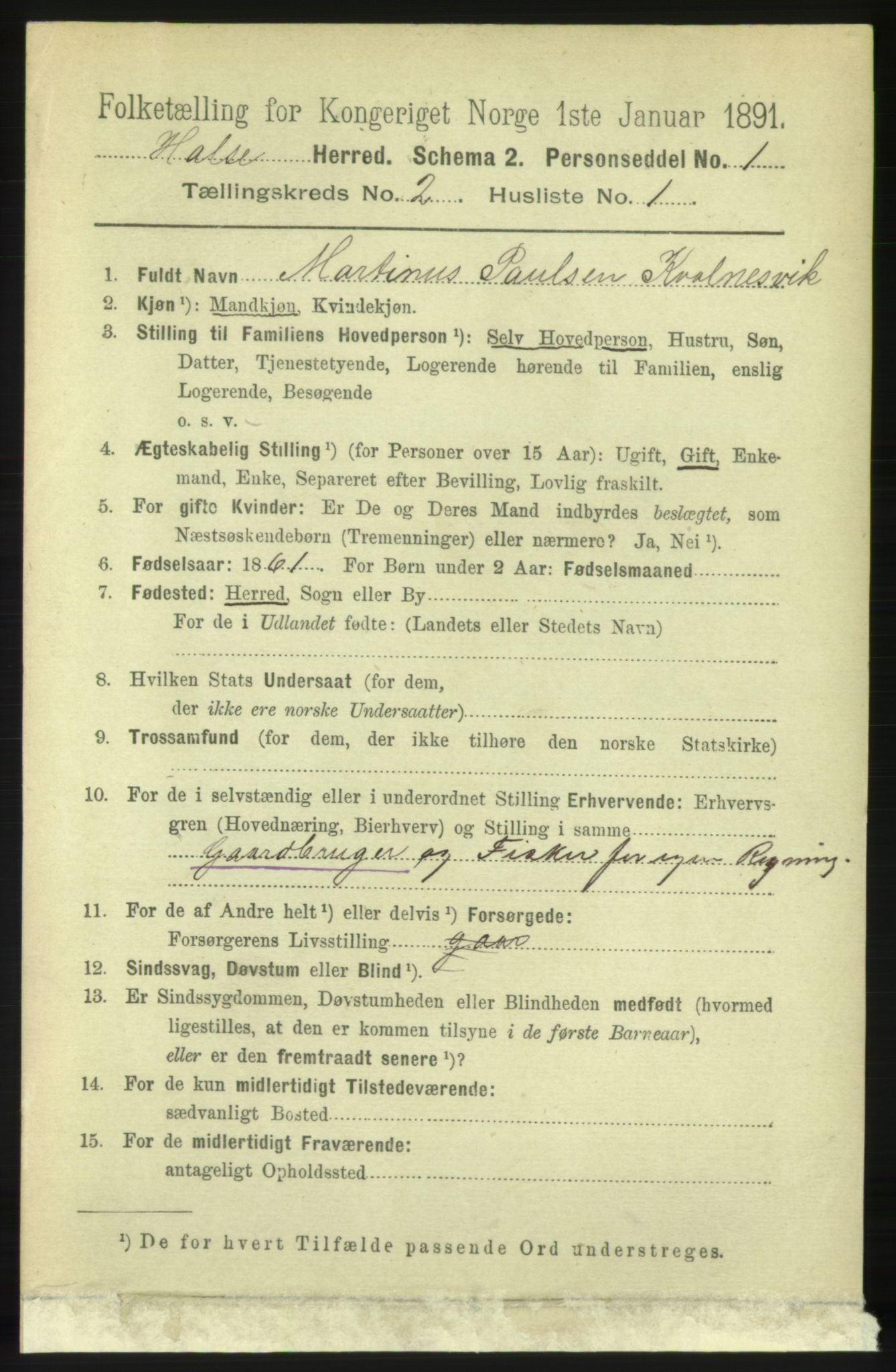 RA, 1891 census for 1571 Halsa, 1891, p. 240