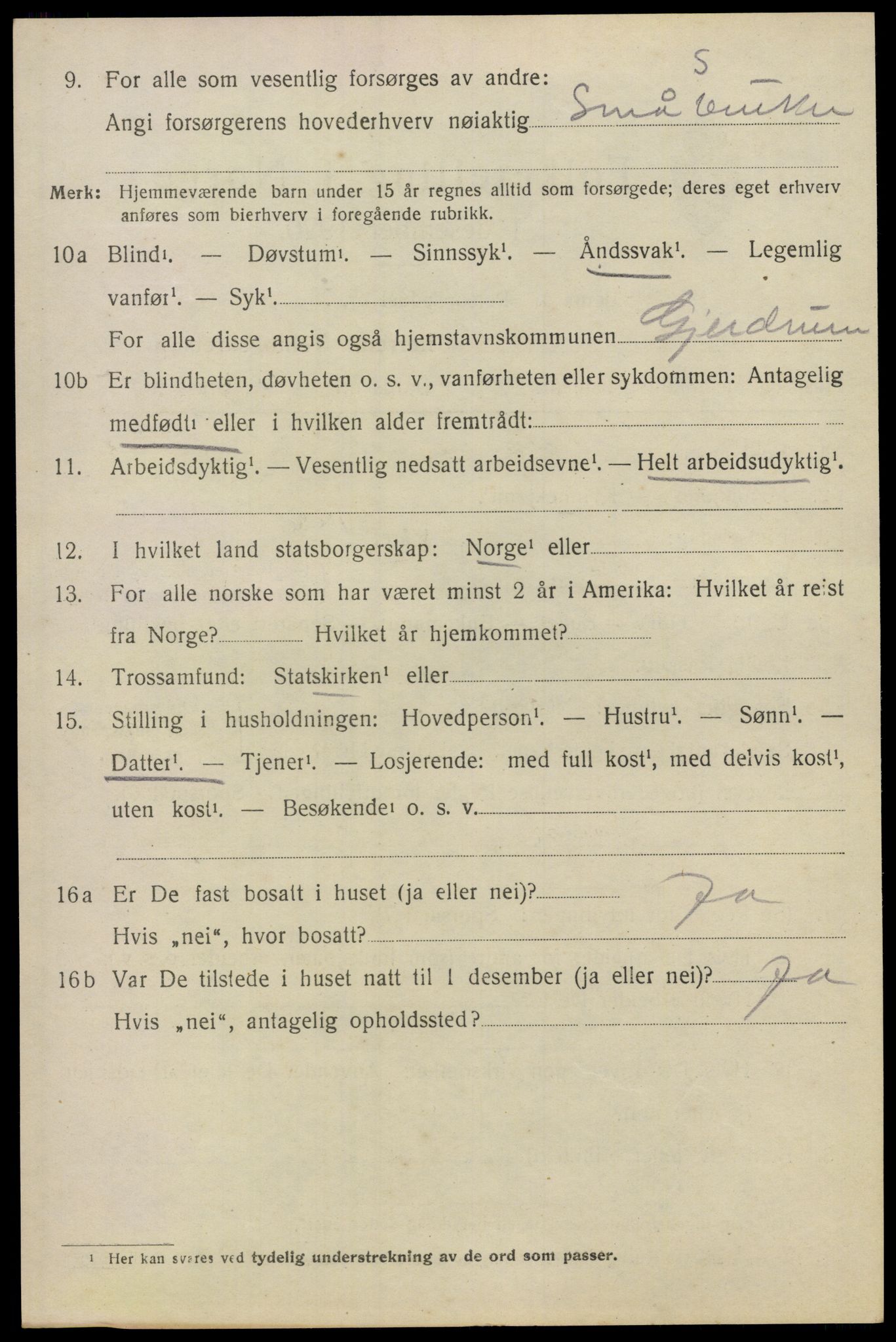 SAO, 1920 census for Gjerdrum, 1920, p. 3643