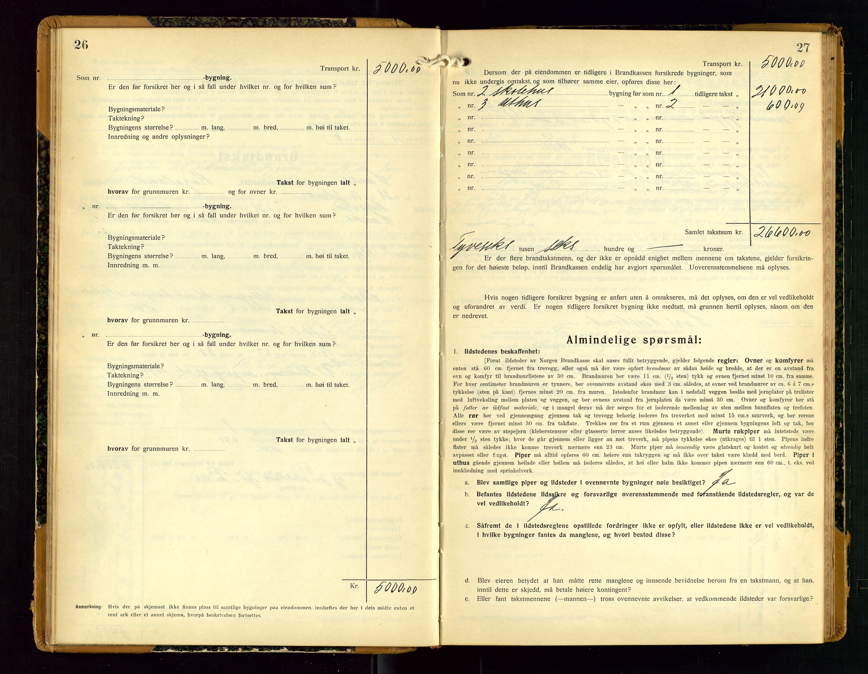 Sauda lensmannskontor, SAST/A-100177/Gob/L0003: Branntakstprotokoll - skjematakst, 1928-1936, p. 26-27