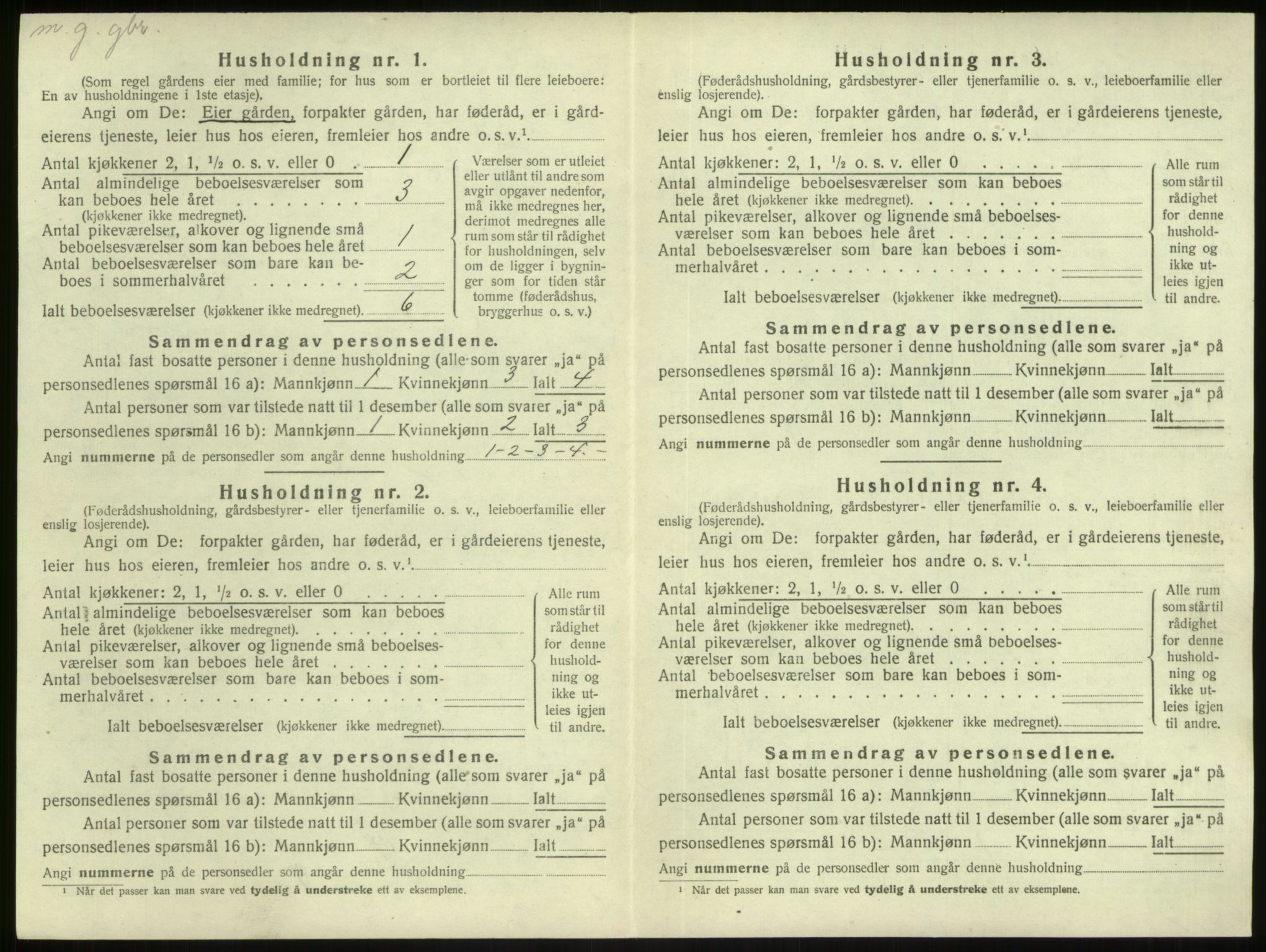 SAB, 1920 census for Gulen, 1920, p. 829