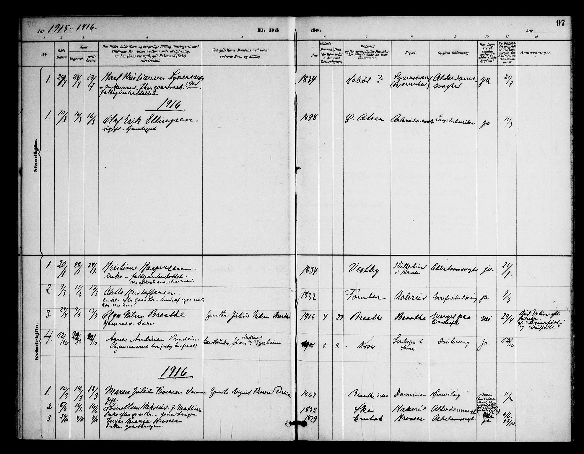 Ås prestekontor Kirkebøker, SAO/A-10894/F/Fc/L0002: Parish register (official) no. III 2, 1892-1924, p. 97