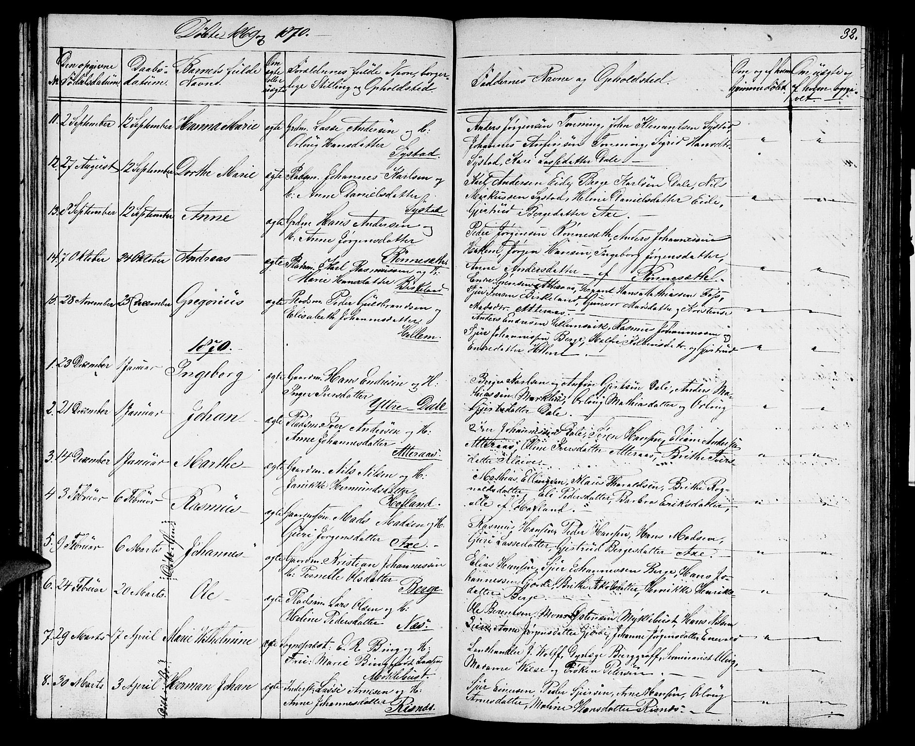Hyllestad sokneprestembete, SAB/A-80401: Parish register (copy) no. A 1, 1853-1875, p. 32