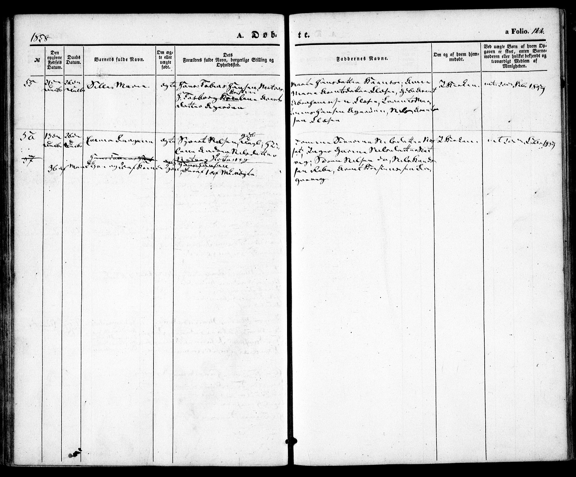 Høvåg sokneprestkontor, SAK/1111-0025/F/Fa/L0003: Parish register (official) no. A 3, 1843-1858, p. 122