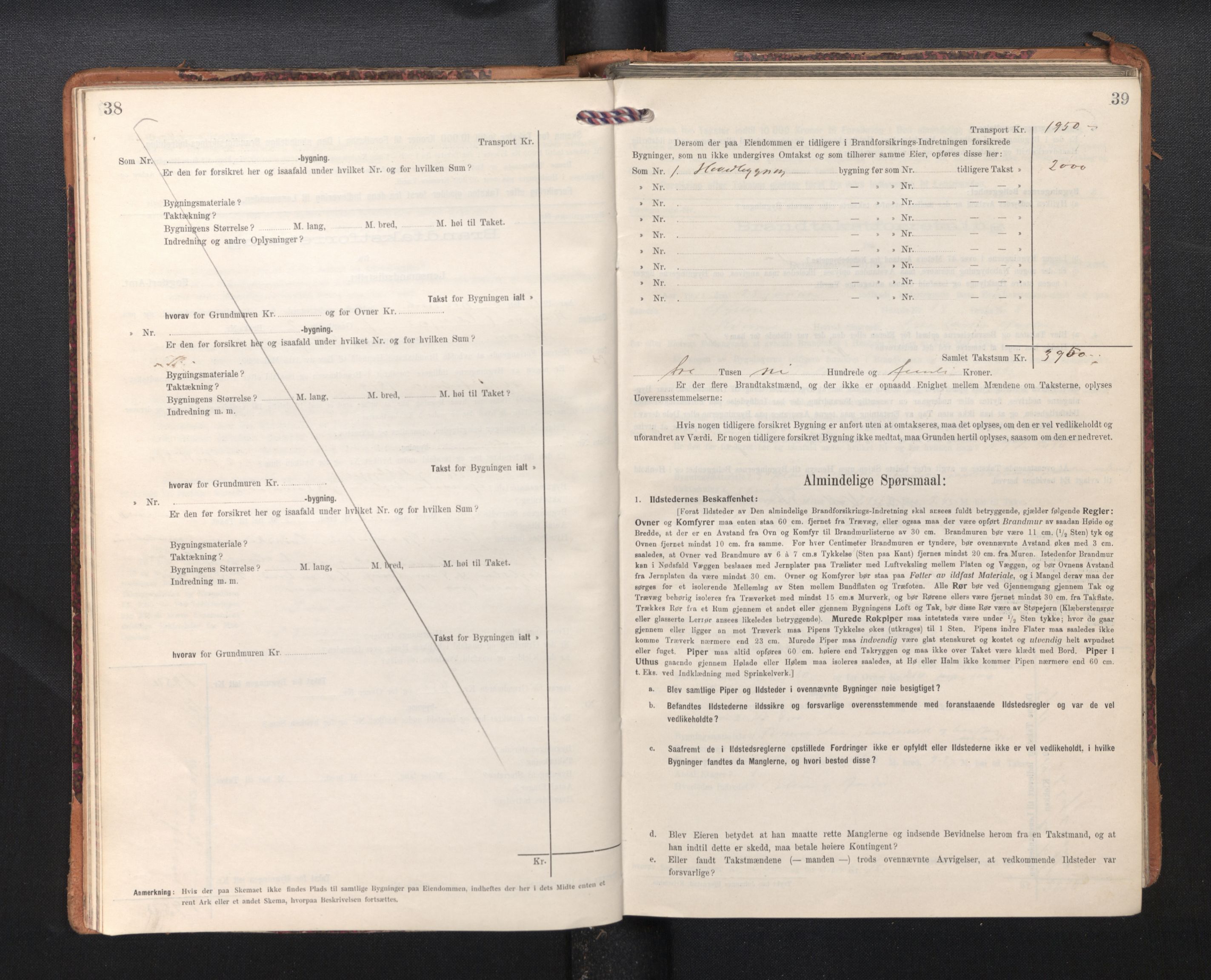 Lensmannen i Kvam, AV/SAB-A-33201/0012/L0006: Branntakstprotokoll, skjematakst, 1913-1955, p. 38-39