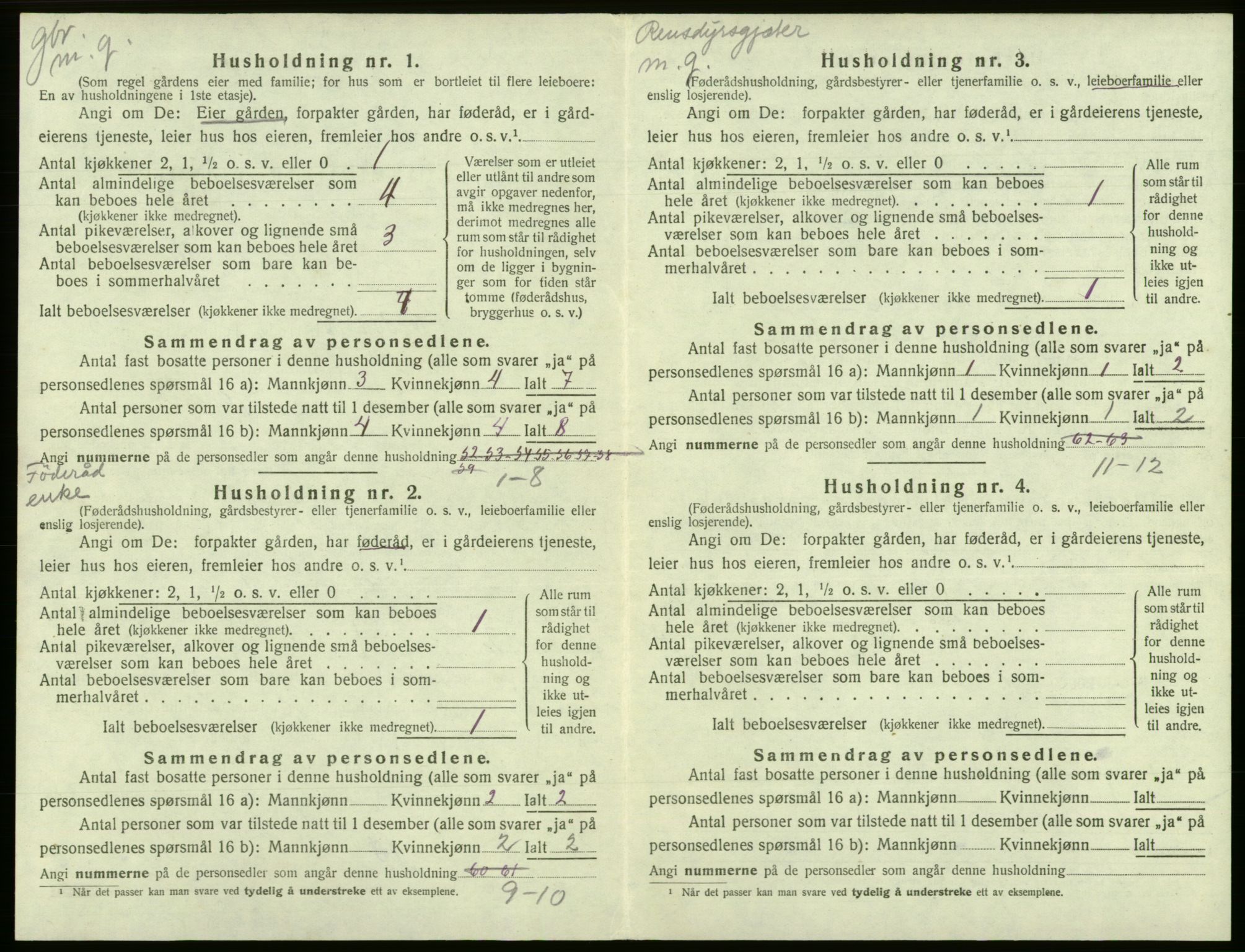 SAB, 1920 census for Eidfjord, 1920, p. 309