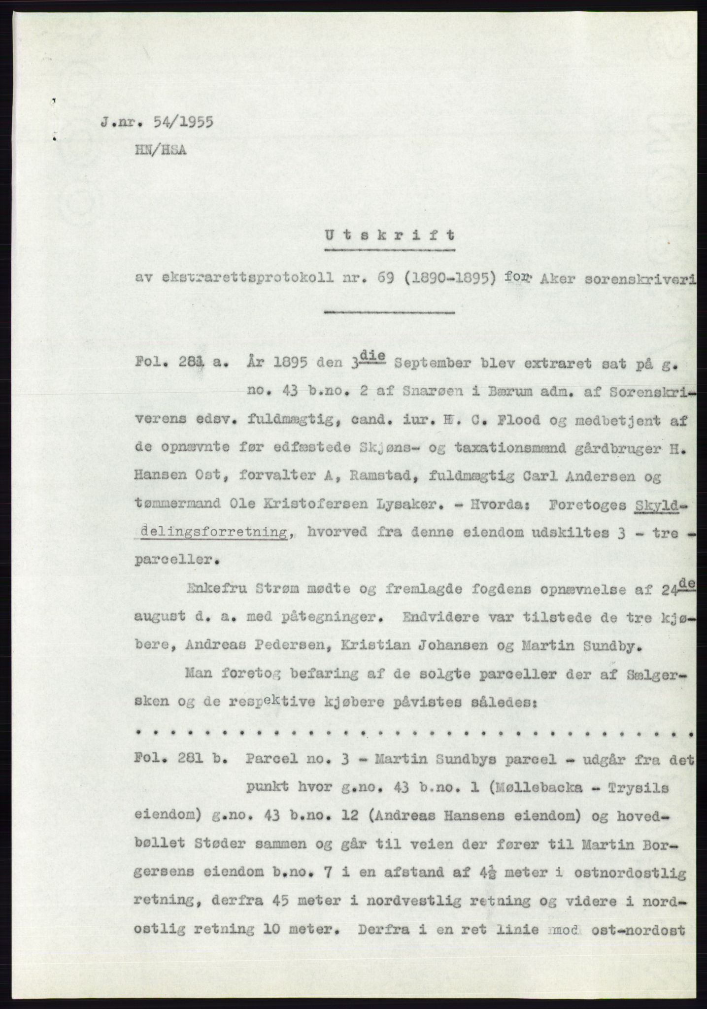 Statsarkivet i Oslo, SAO/A-10621/Z/Zd/L0002: Avskrifter, j.nr 5-691/1955, 1955, p. 49