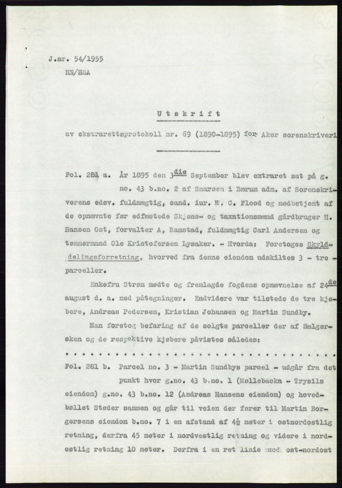 Statsarkivet i Oslo, AV/SAO-A-10621/Z/Zd/L0002: Avskrifter, j.nr 5-691/1955, 1955, p. 49
