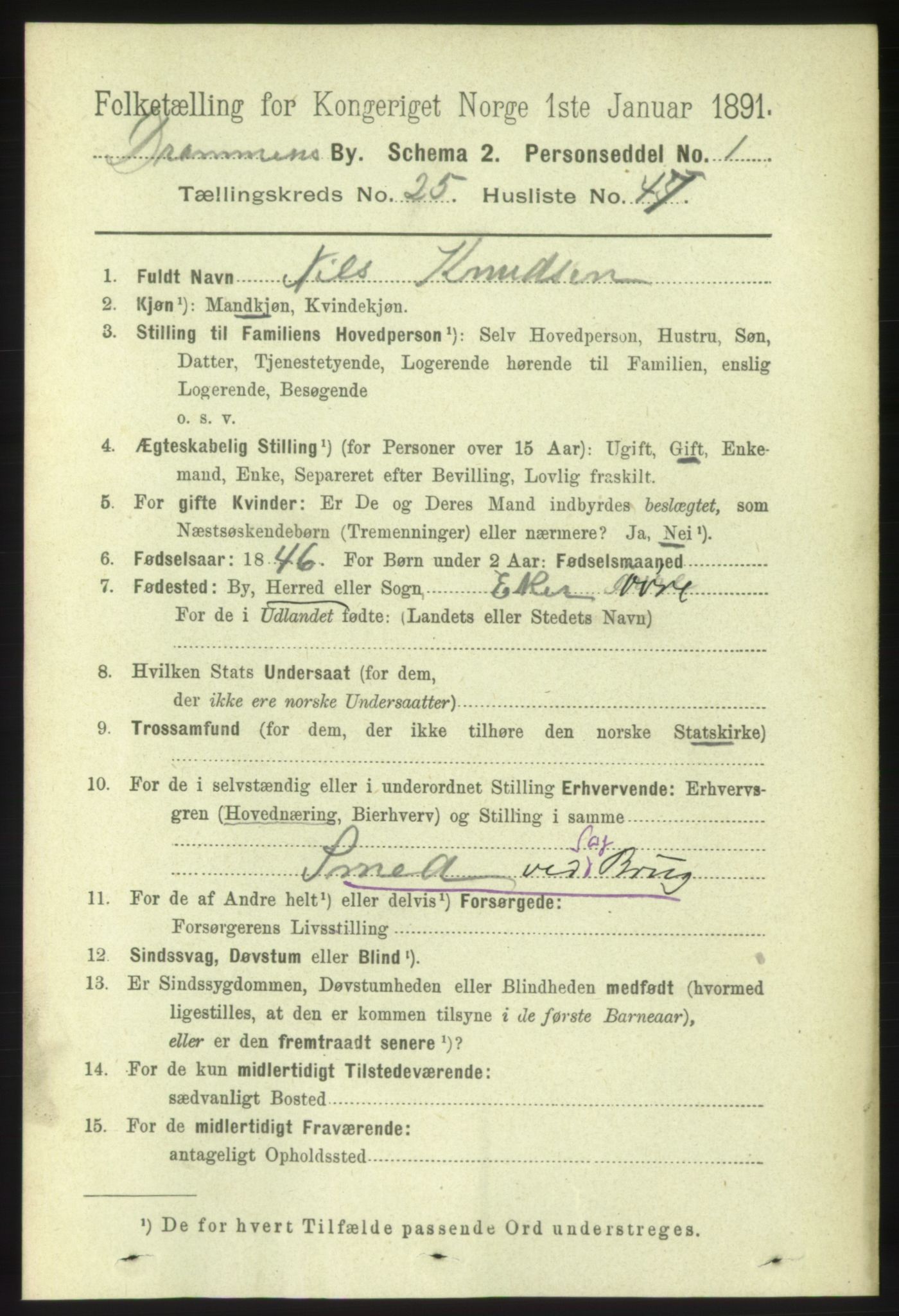 RA, 1891 census for 0602 Drammen, 1891, p. 15773