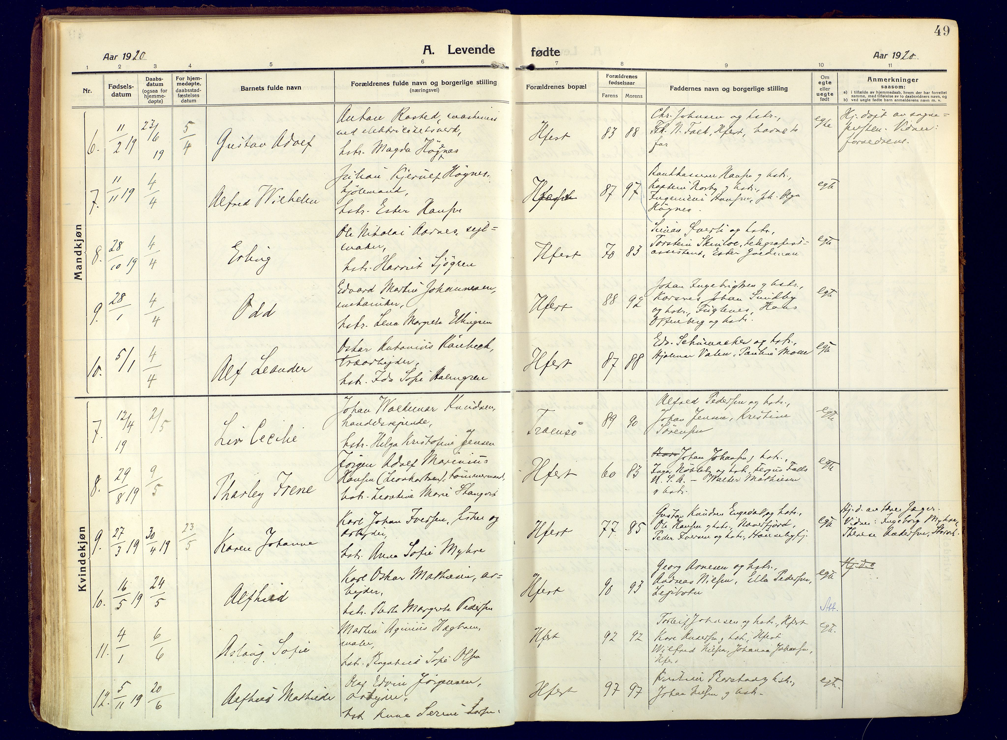 Hammerfest sokneprestkontor, SATØ/S-1347/H/Ha/L0015.kirke: Parish register (official) no. 15, 1916-1923, p. 49