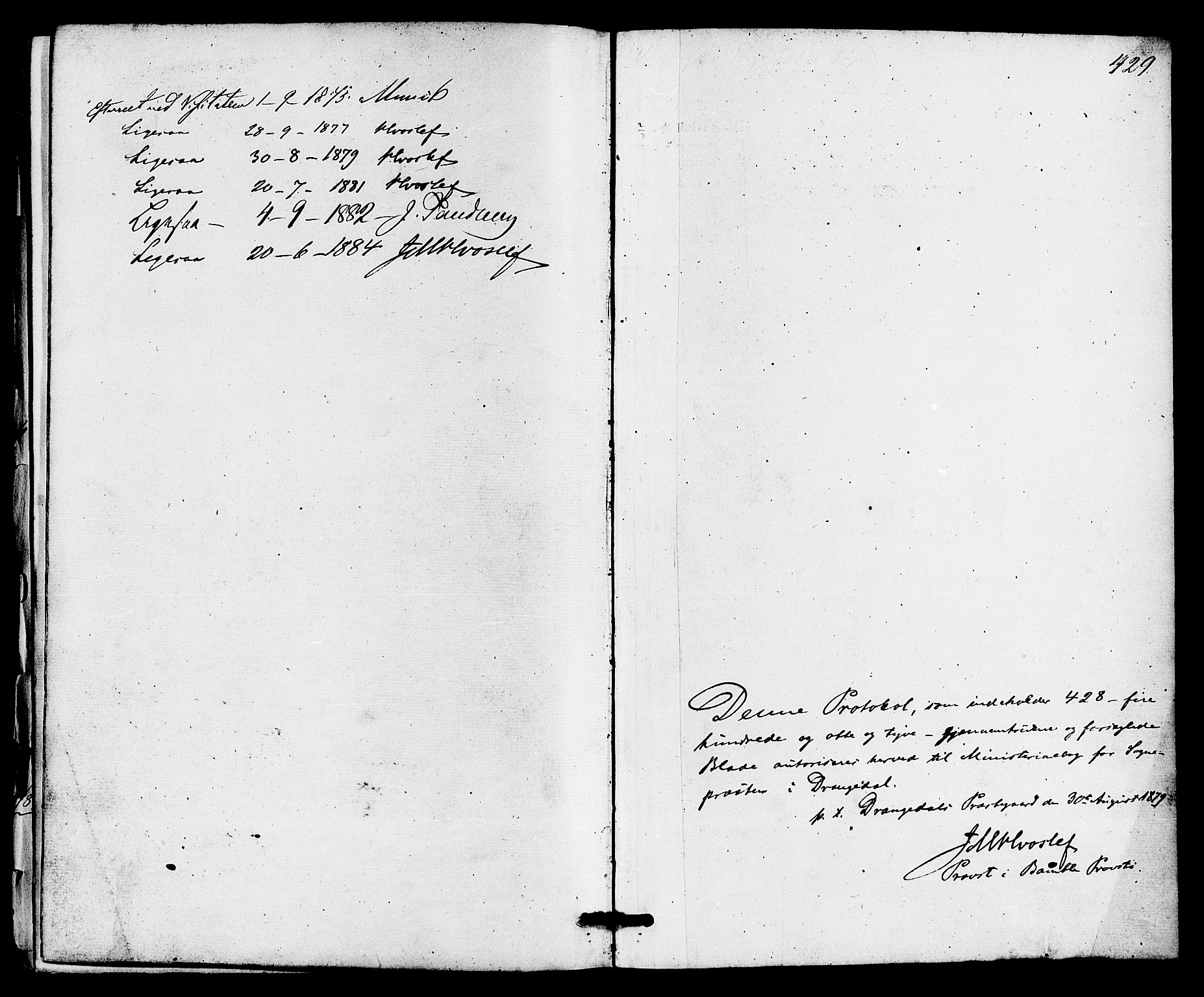 Drangedal kirkebøker, SAKO/A-258/F/Fa/L0009: Parish register (official) no. 9 /1, 1872-1884, p. 429