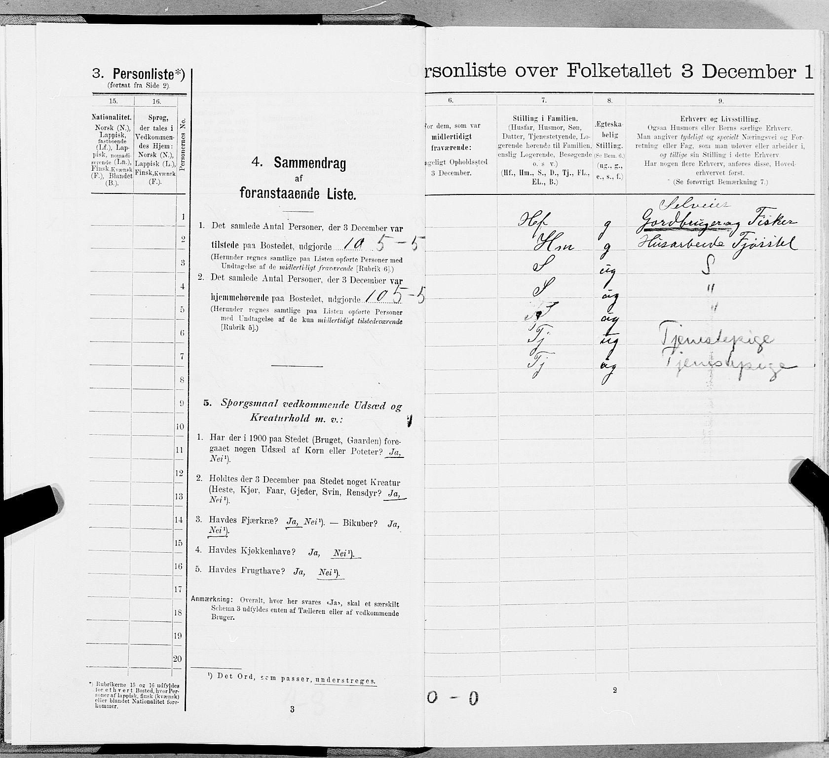 SAT, 1900 census for Stamnes, 1900, p. 1027