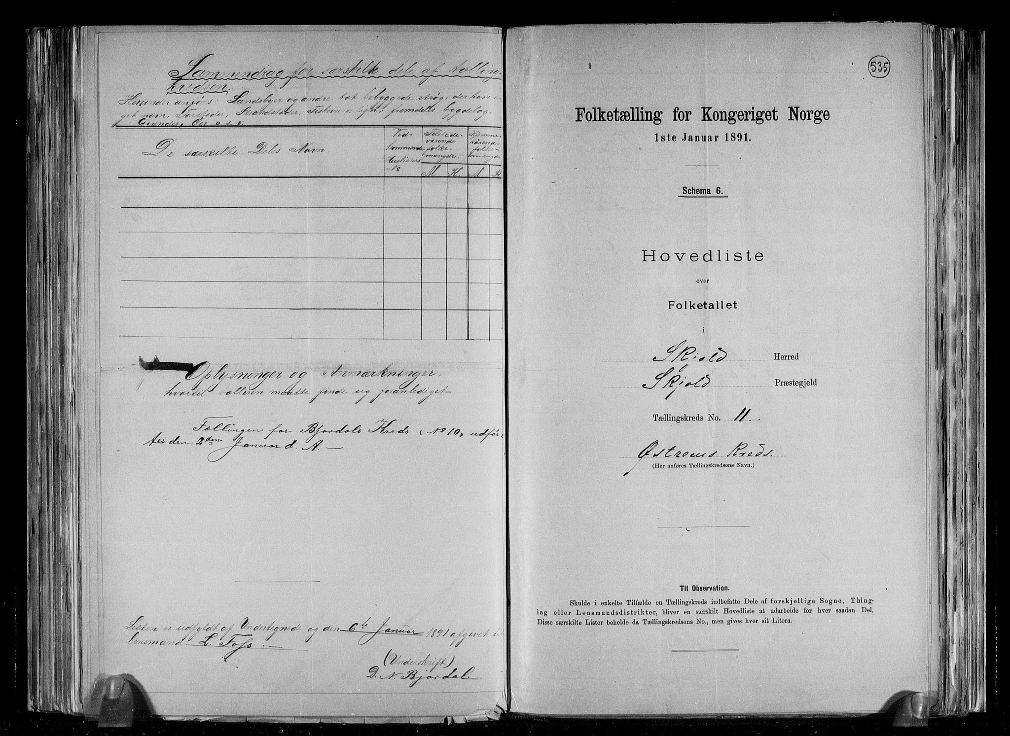 RA, 1891 census for 1154 Skjold, 1891, p. 25