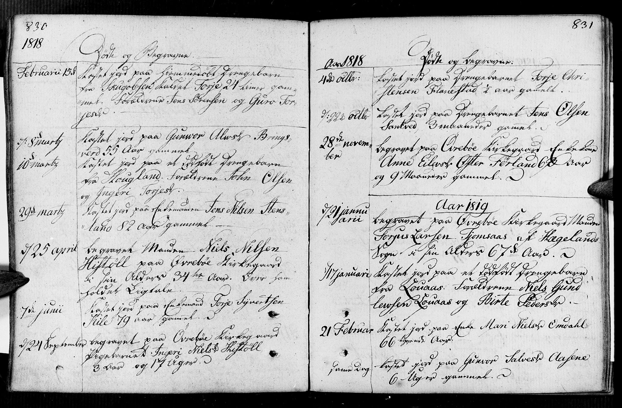 Vennesla sokneprestkontor, SAK/1111-0045/Fa/Faa/L0002: Parish register (official) no. A 2, 1785-1834, p. 830-831