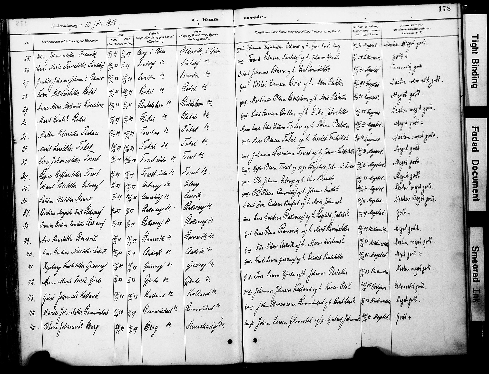 Ministerialprotokoller, klokkerbøker og fødselsregistre - Møre og Romsdal, AV/SAT-A-1454/578/L0907: Parish register (official) no. 578A06, 1887-1904, p. 178