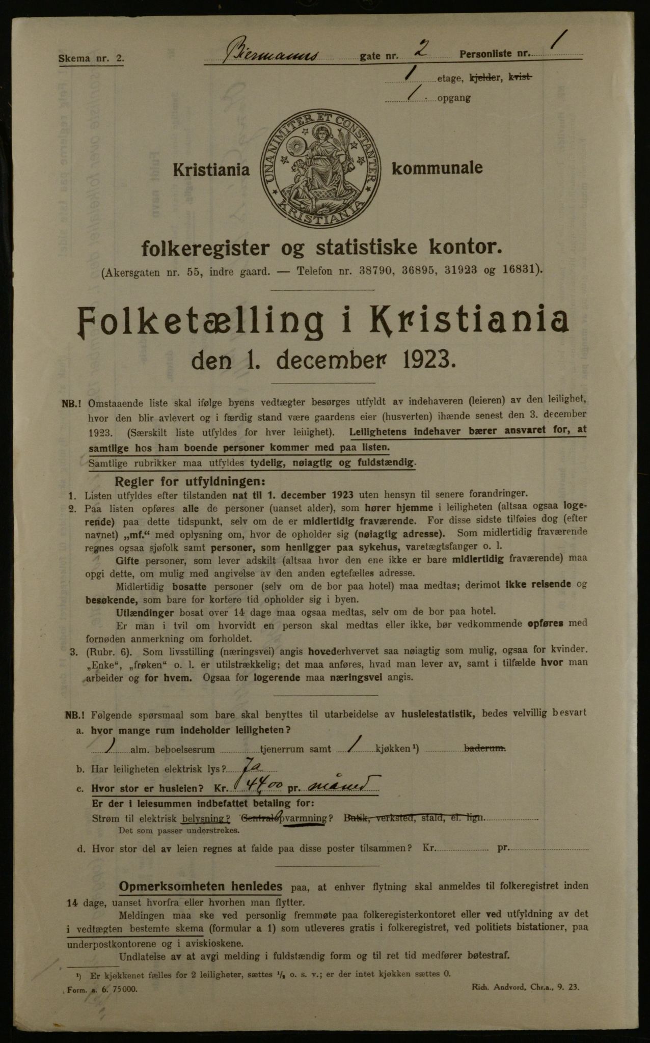 OBA, Municipal Census 1923 for Kristiania, 1923, p. 5800