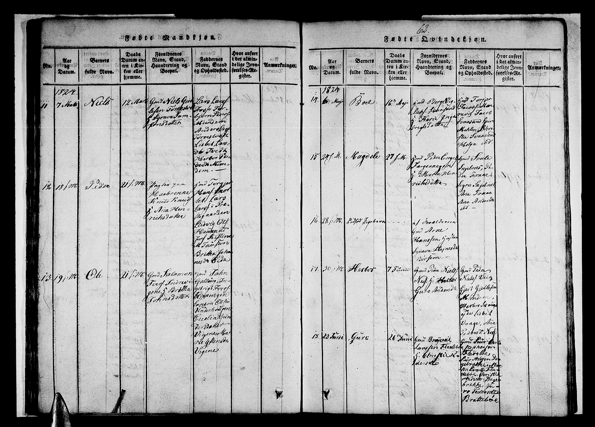 Strandebarm sokneprestembete, AV/SAB-A-78401/H/Haa: Parish register (official) no. A 5, 1816-1826, p. 62