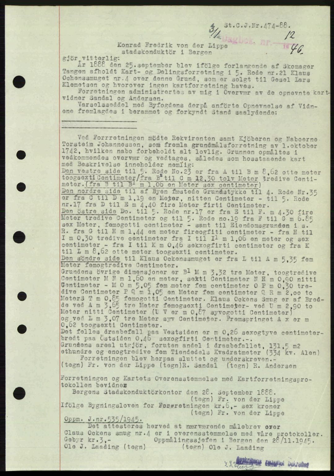 Byfogd og Byskriver i Bergen, SAB/A-3401/03/03Bc/L0022: Mortgage book no. A18, 1946-1946, Diary no: : 12/1946
